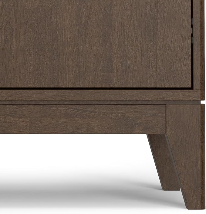 SIMPLIHOME Harper Buffet - 38 inch Wide Solid Hardwood 2-Door Sideboard Buffet in Walnut Brown, Mid-Century Modern Cabinet for Dining Room or Kitchen with Adjustable Shelves and Tapered Legs