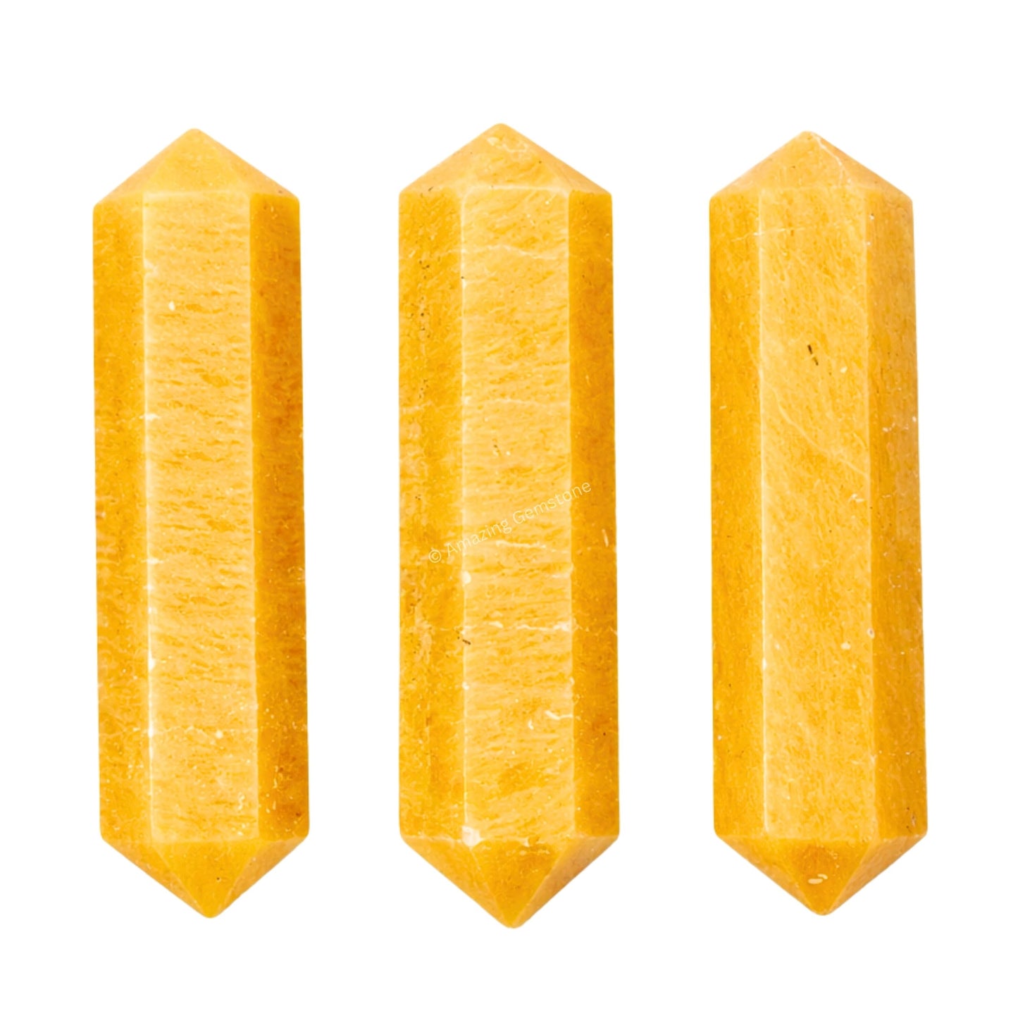 Yellow Jasper Crystal Points Bulk Healing Crystals and Stones - Pack of 3 Double Terminated Healing Wand Point Bulk Crystals for Crafts, Crystal Grid - Premium Crystals for Beginners Gifts