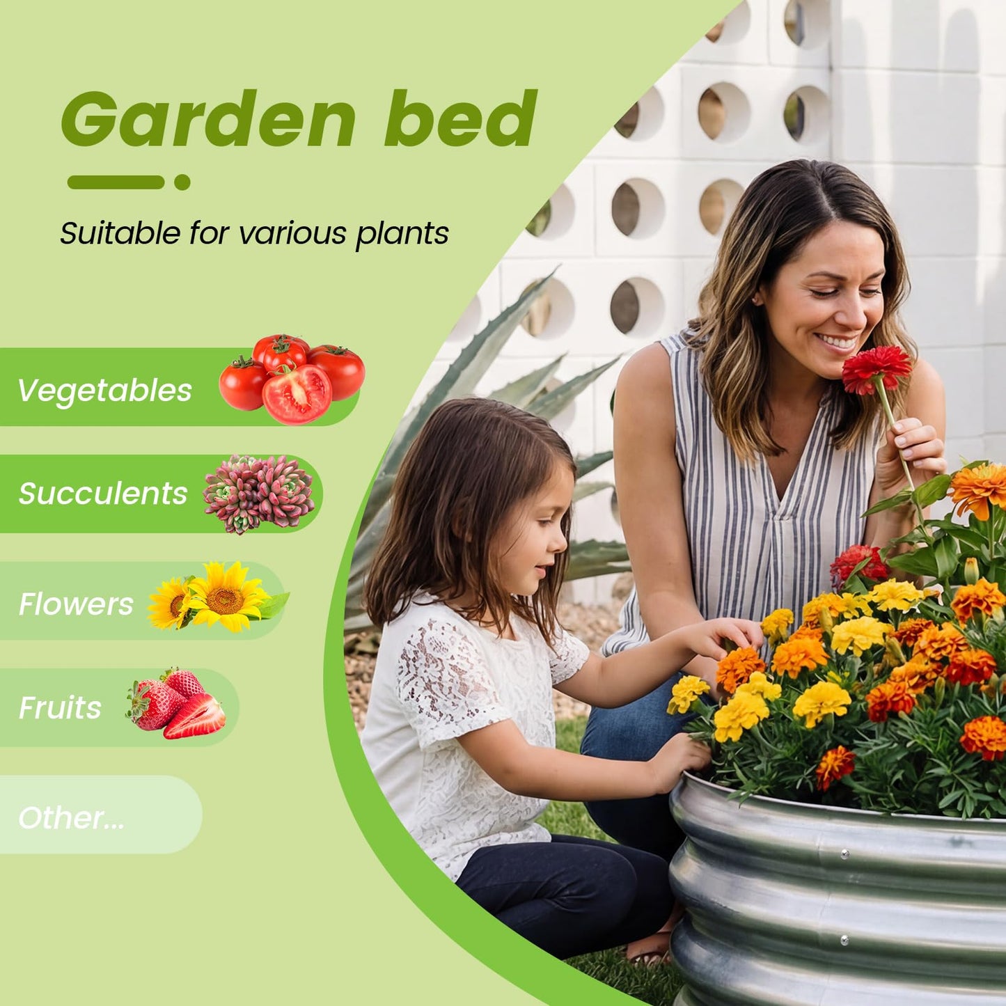 AHEONLAR 3PCS 2x2x2FT Galvanized Raised Garden Bed Kit Round Metal Flower Box Large Planter Raised Beds Outdoor Garden for Planting,Fruit,Herb Silver