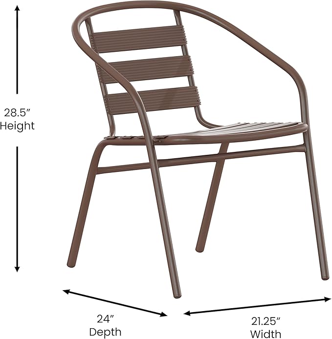 Flash Furniture Lila Bronze Metal Restaurant Stack Chair with Metal Slats