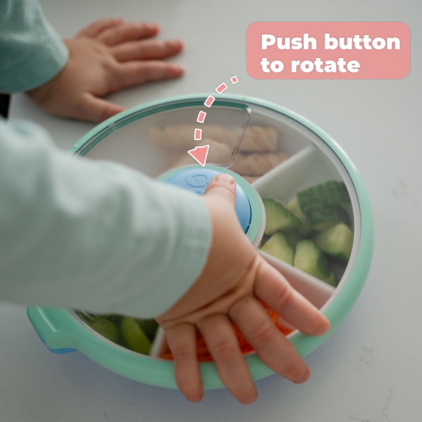GoBe Kids Small Snack Spinner Slide - Reusable Snack Container with 4 Compartment Dispenser and Lid | BPA/PVC Free | Dishwasher Safe | No Spill - Travel Accessories (Twinberry)