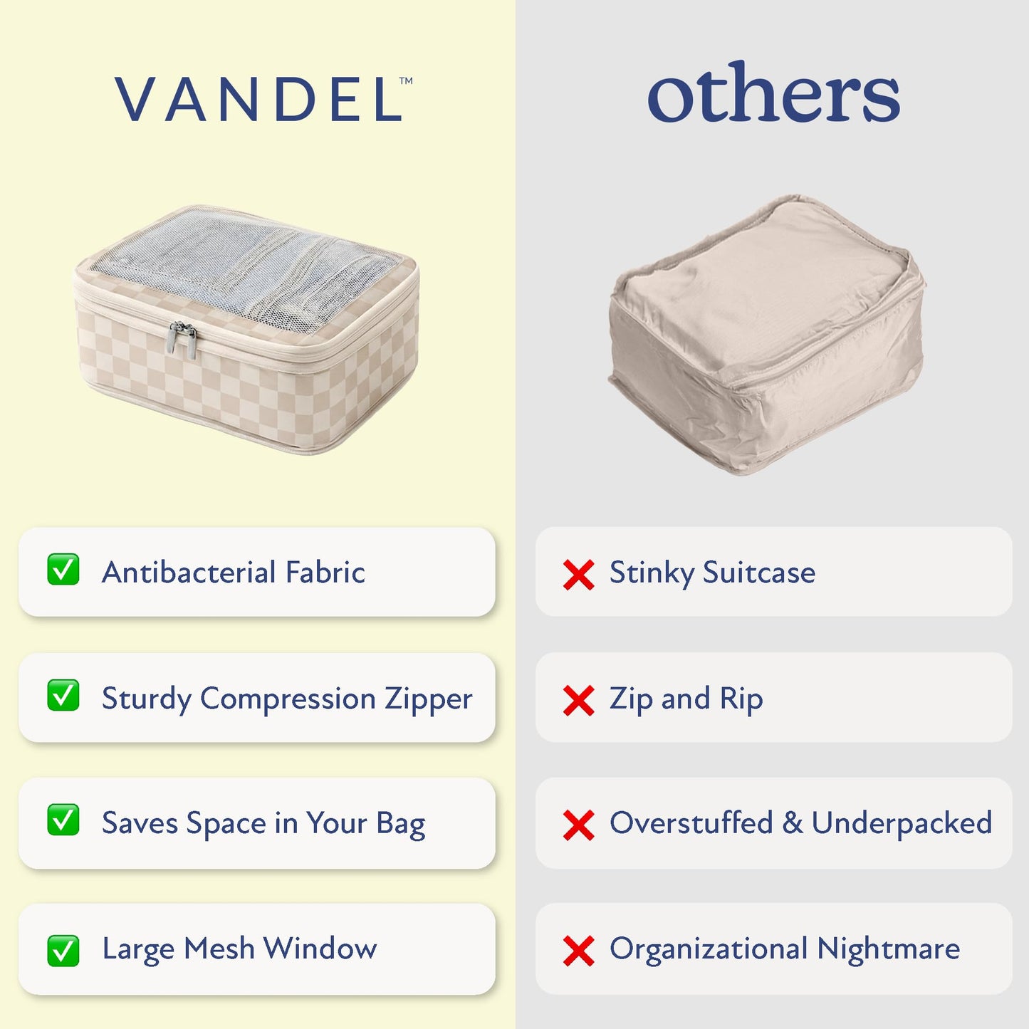 Vandel Space-Saving Compression Packing Cubes for Women with Hanging Toiletry Bag, Laundry Bag, Compressible Carry On Suit Case Organizer Luggage Packing Cubes for Travel Compression Organizer Bags