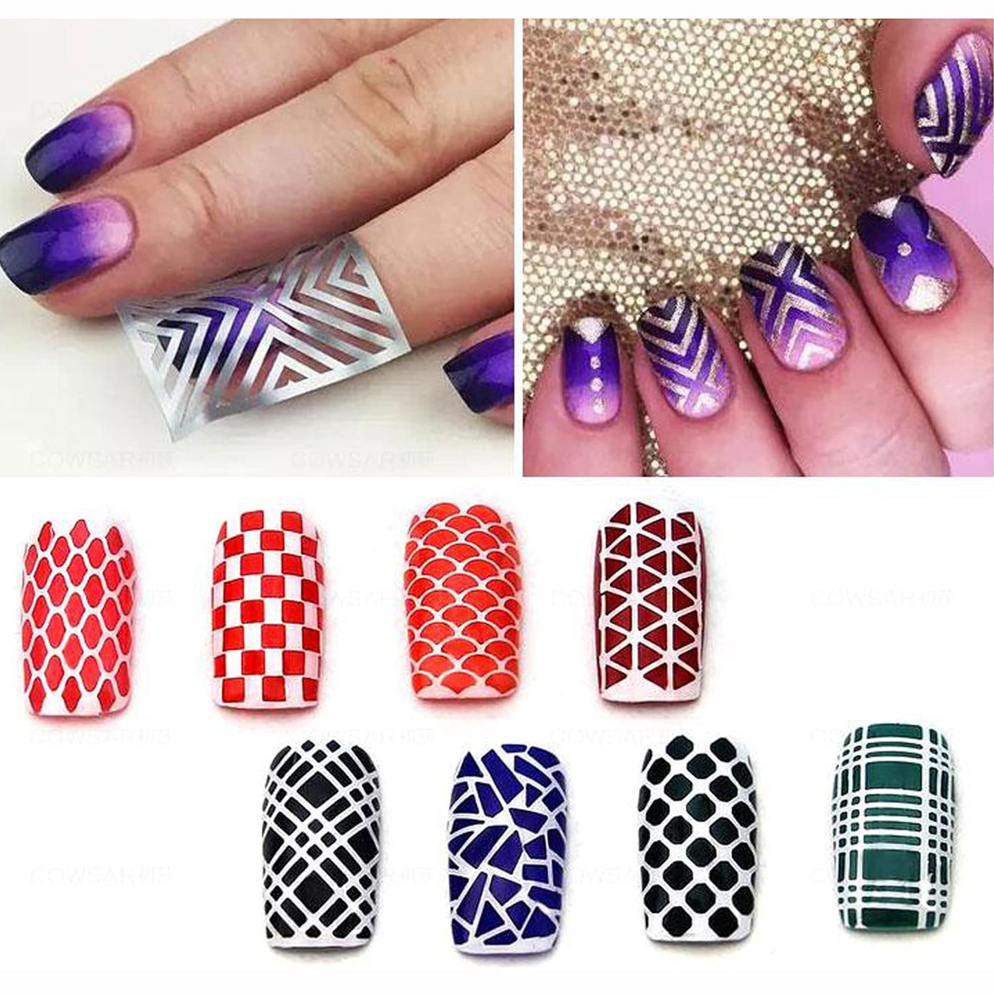 30 Sheets White Flowers Nail Stickers and 24 Sheets Nail Stencils Stickers