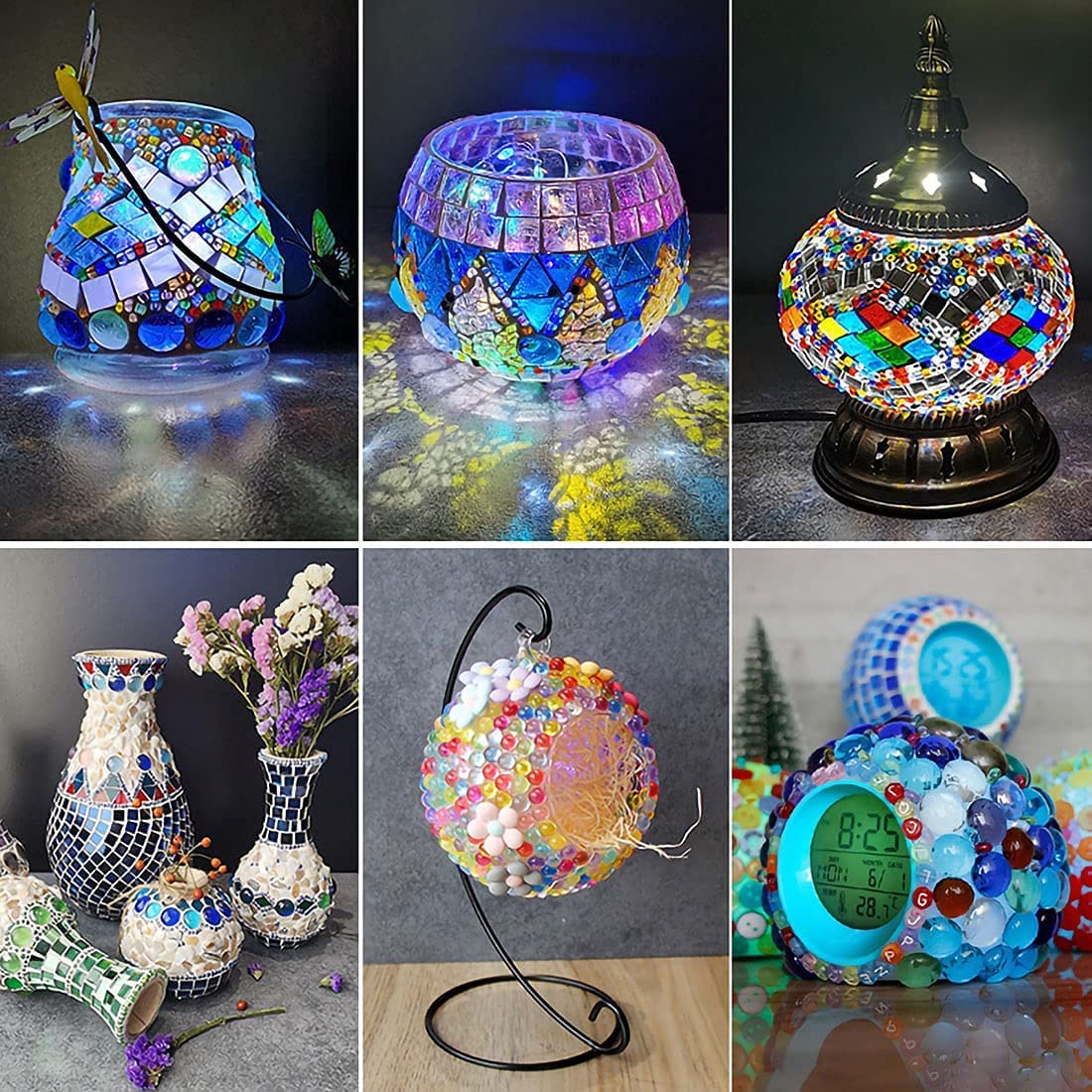 100PCS Mini Glass Gems,Mixed Colour Mancala Stones Flat Bottom Marble Beads for Home Decorative Art Craft Vase Filler(0.5"~0.7")