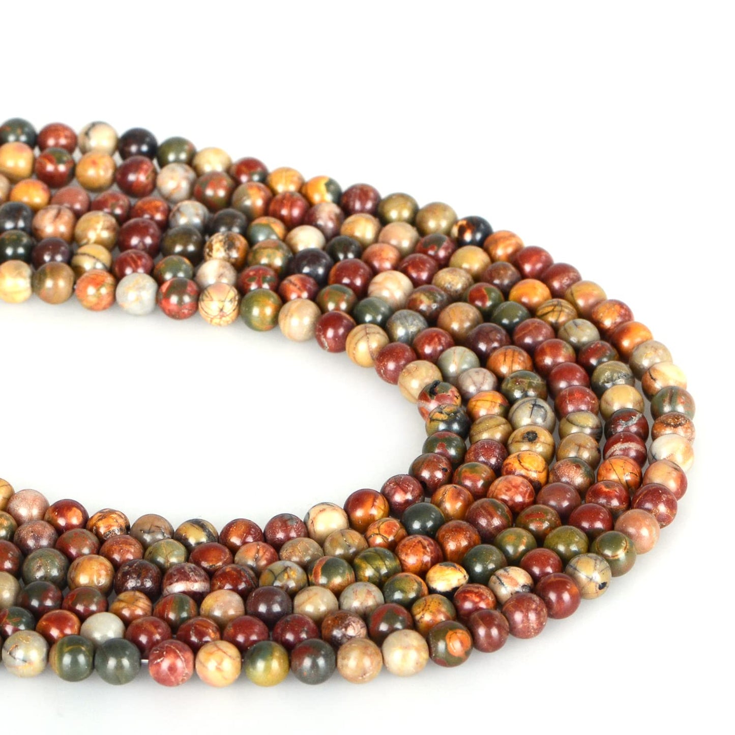 ICAI Beads（Picasso） Natural Stone Gemstone Round Loose Beads Crystal Energy Stone Healing Power for Jewelry Making DIY,1 Strand 35-37pcs（10mm）