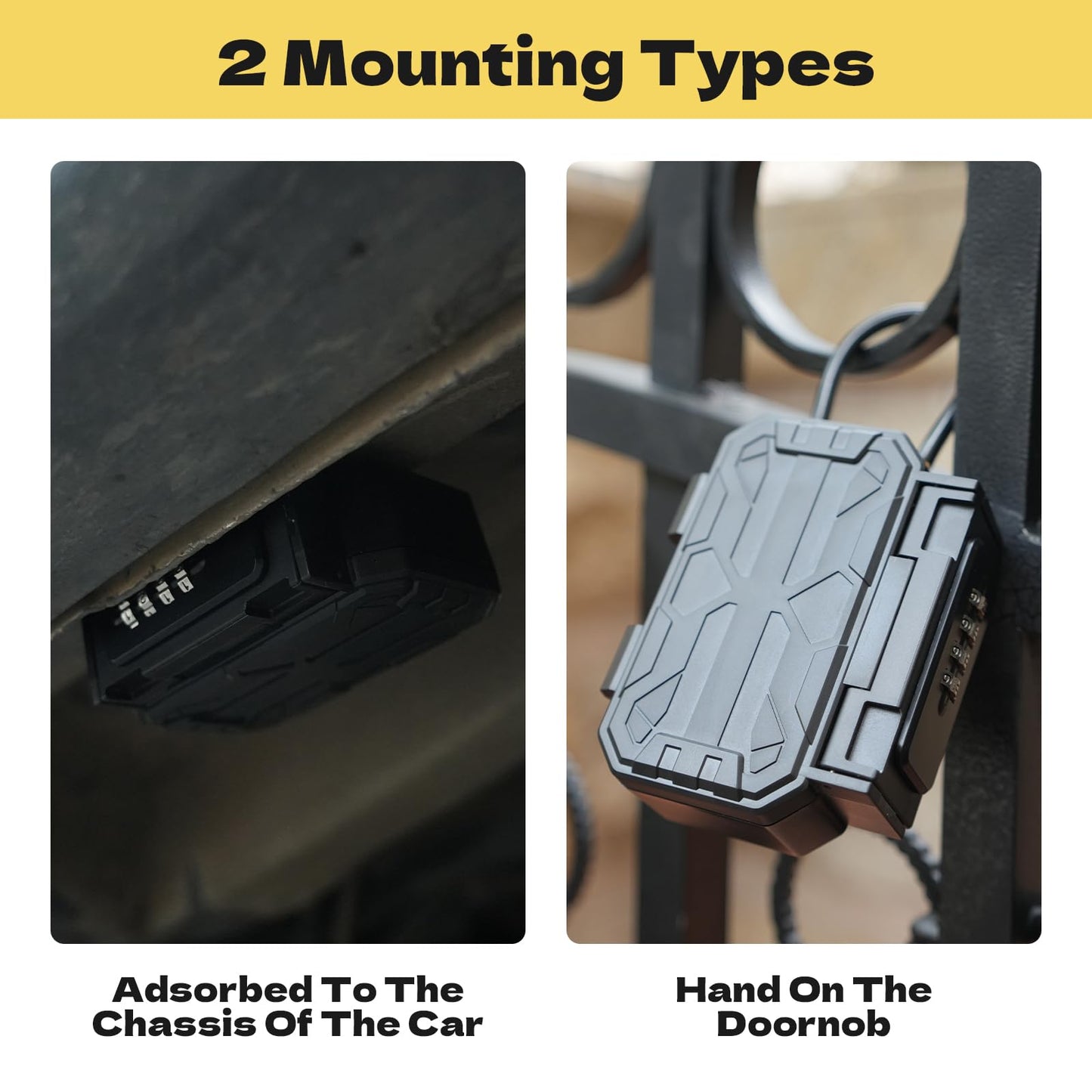Magnetic Key Lock Box,Magnetic Key Holder Under car,Key Holder Magnetic,Hide a Key Outside,Waterproof Magnetic Key Hider,4 Combinations & Dual Mounting
