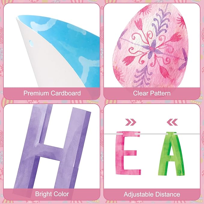 Watercolor Easter Egg Happy Easter Banner Kit