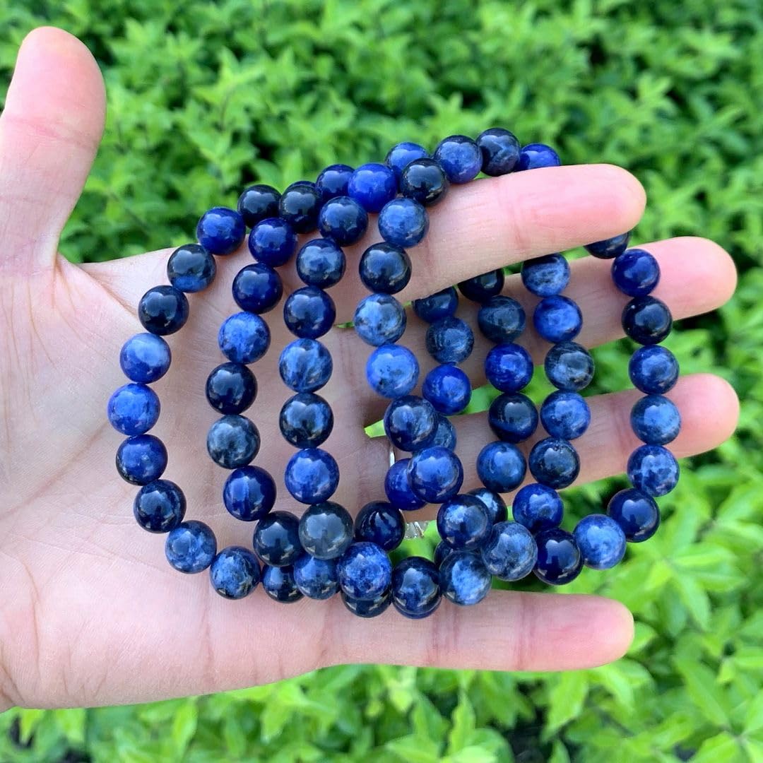 Adabele Real Natural Blue Sodalite Gemstone Beaded Bracelet 8 inch Stretch Chakra Healing Crystal Stone Jewelry Energy Quartz Rock GB8-C47