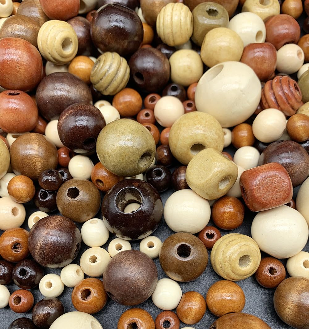 520pcs Wooden Beads for Jewelry Making Adults, Assorted Wood Beads for Jewelry Bracelets Necklace Earring Making DIY Craft Project