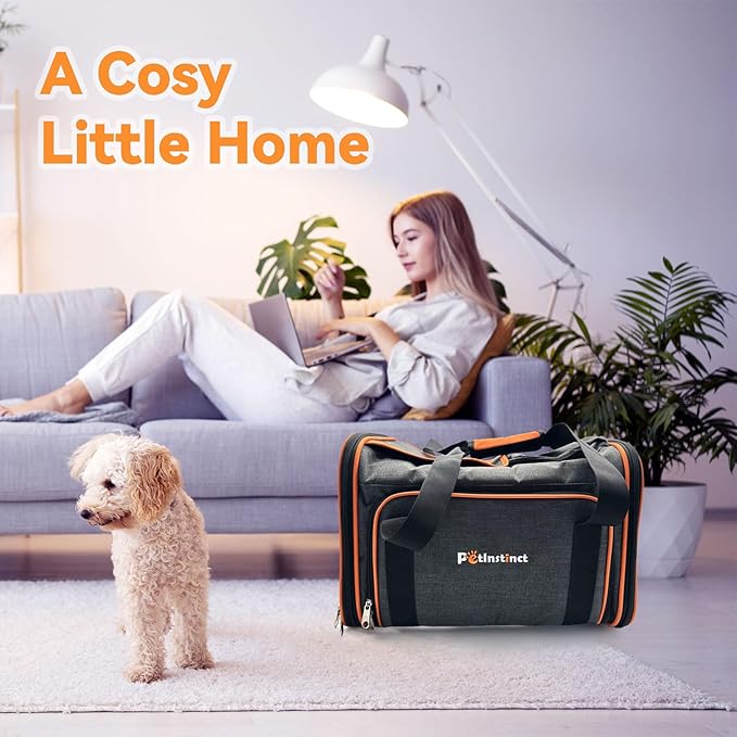 Petinstinct Pet Carrier Airline Approved, 17x11x11 TSA Travel Carrier