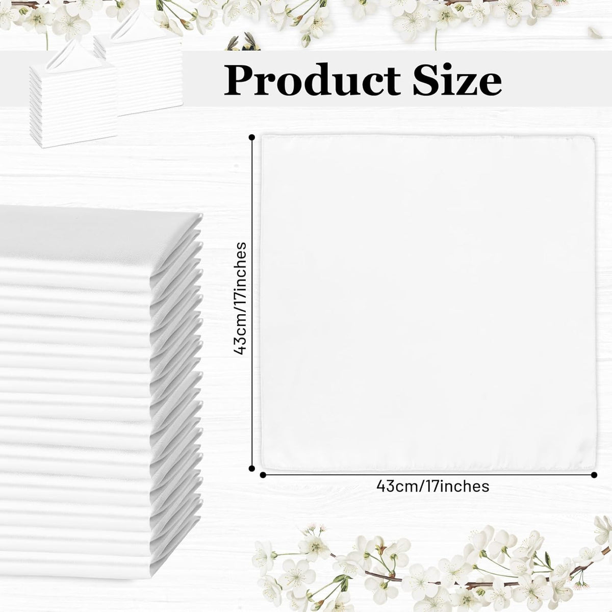 Bailarina 40 Pack White Satin Napkins,17x17 Inches Wedding Napkins Square Soft Silky Table Napkins Bulk Decorative Elegant Cloth Napkin for Party Decoration, Banquet,Wedding,Graduation