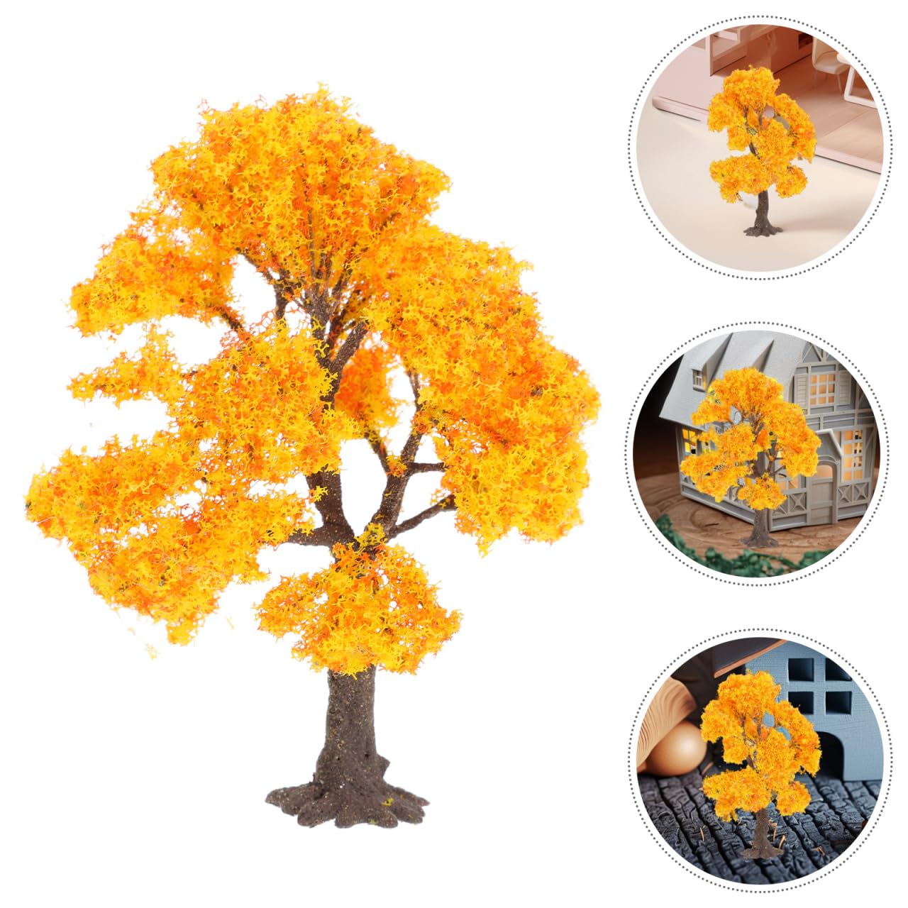 Hemobllo Autumn Model Trees with Flexible Iron Wire - 4.7" Miniature Fall Tree Decor for Diorama Supplies, Sand Table Landscape, Fairy Garden, and Train Railway Scenery Accessories