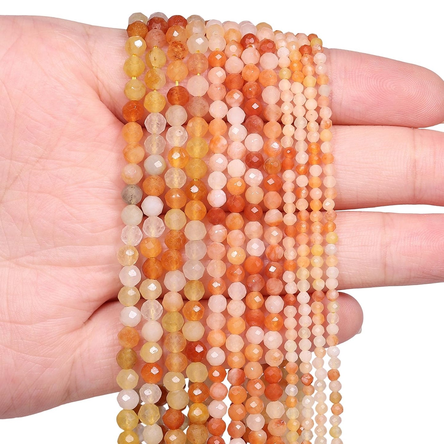 Song Xi 120pcs 3mm Natural Red Aventurine Gemstone Beads Faceted Round Loose Stone Beads for Jewelry Making (1 Strand)