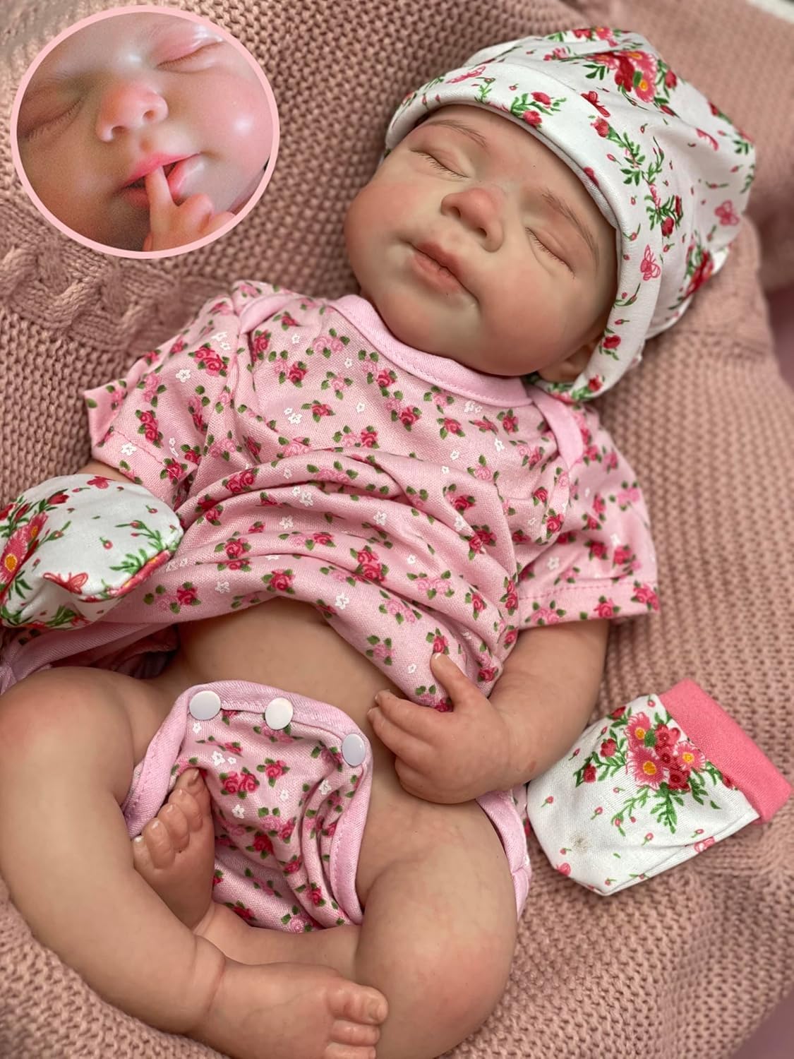 Abenduot 18inch 6.2lbs Can Open Mouth Full Body Silicone Baby Dolls,Lifelike Soft Solid Silicone Newborn Doll Anatomically Correct Girl Dolls - Pascale
