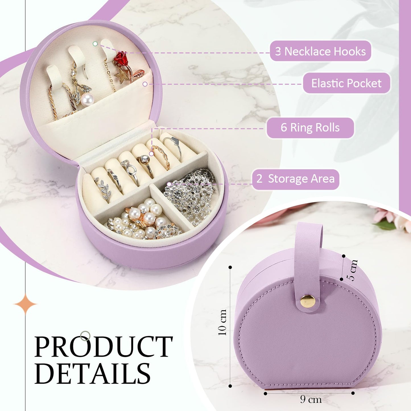 Weysat 12 Pack Travel Jewelry Case Bulk Mini Leather Bridesmaid Jewelry Gift Box Small Earring Storage Organizer (Purple)