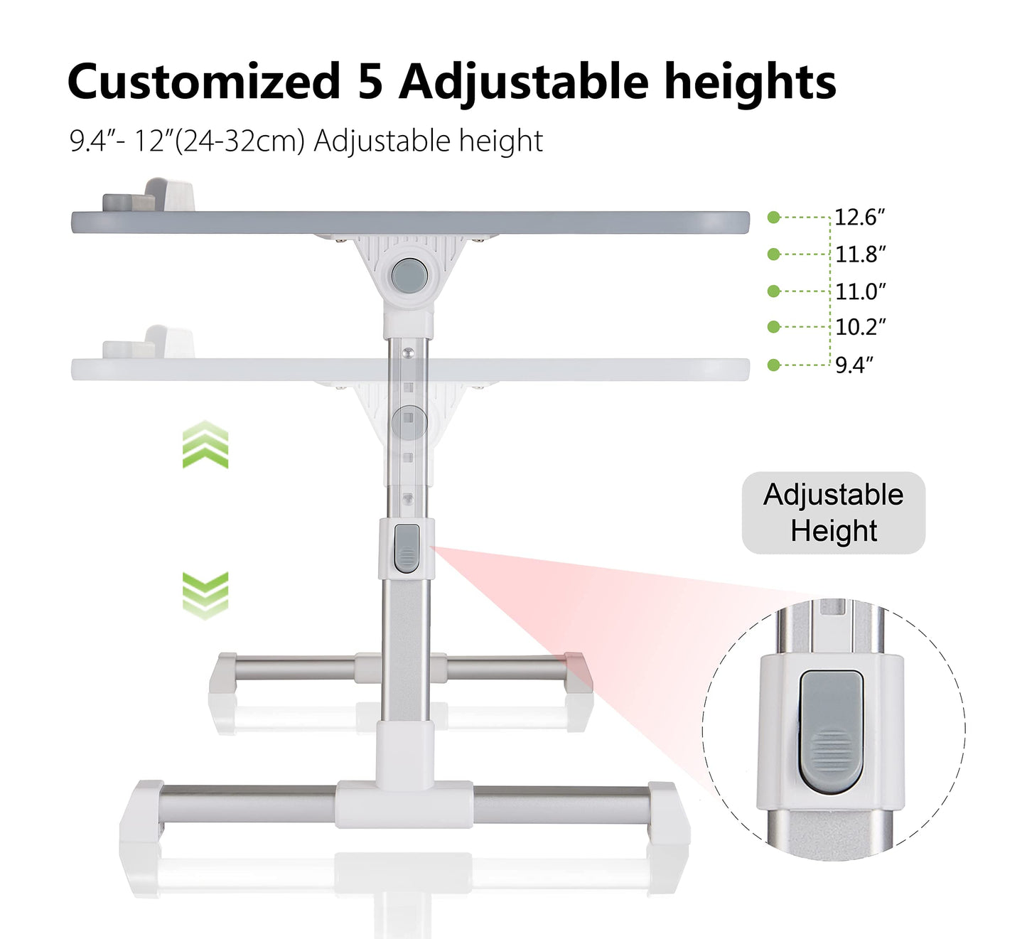 Lap Desk for Laptop, 8AMTECH Ajustable Lap-top Table with Cooling Fan Office Desk for Laptop, Working, Reading, Writing, Drawing and Eating in Bed Sofa Floor Couch