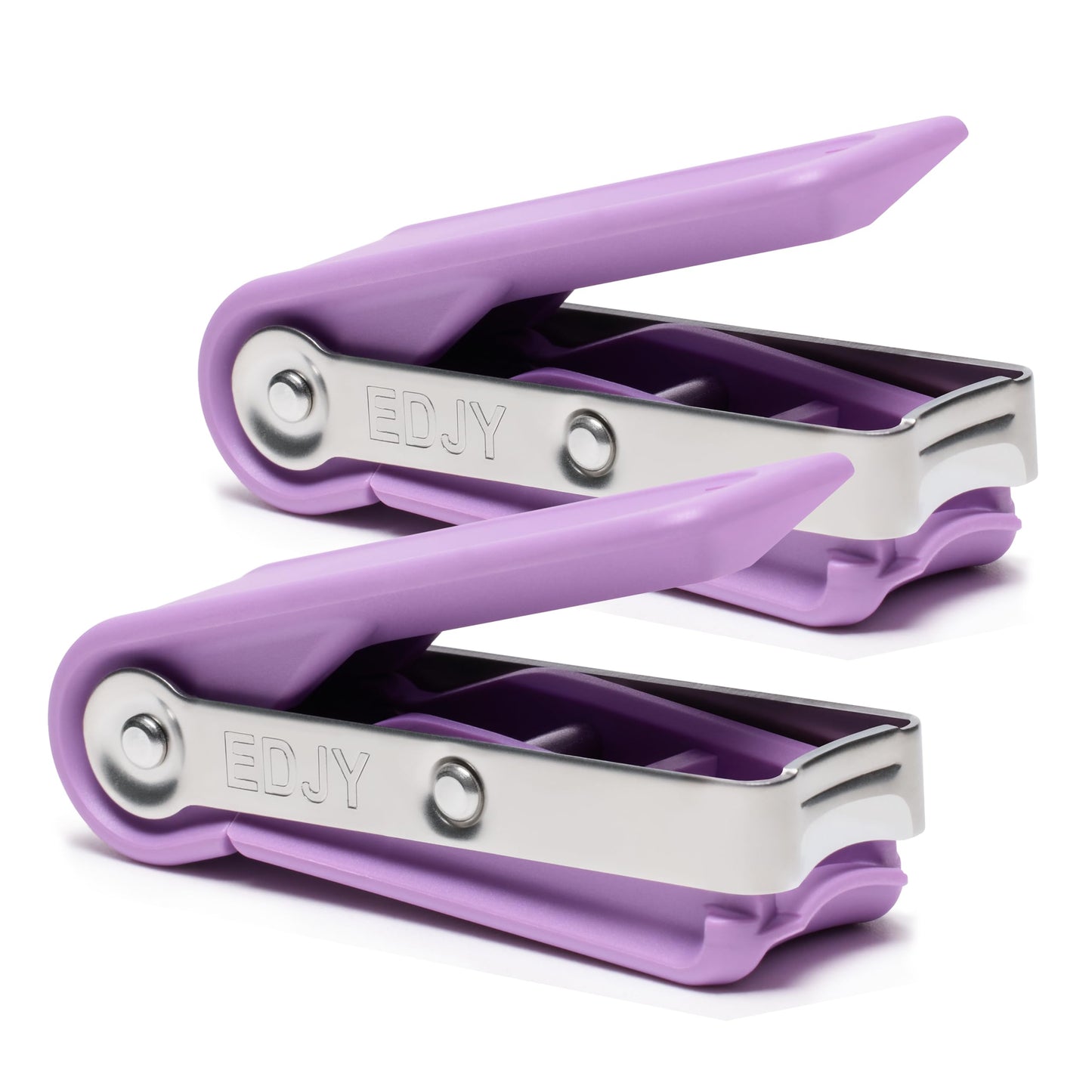 EDJY Fingernail Cutter - Precision Stainless Steel Nail Cutter for Fingernails | Sharp Blade, Ergonomic Design, Durable & Rust-Resistant | Ideal for Men and Women | Lilac | 2-Pack
