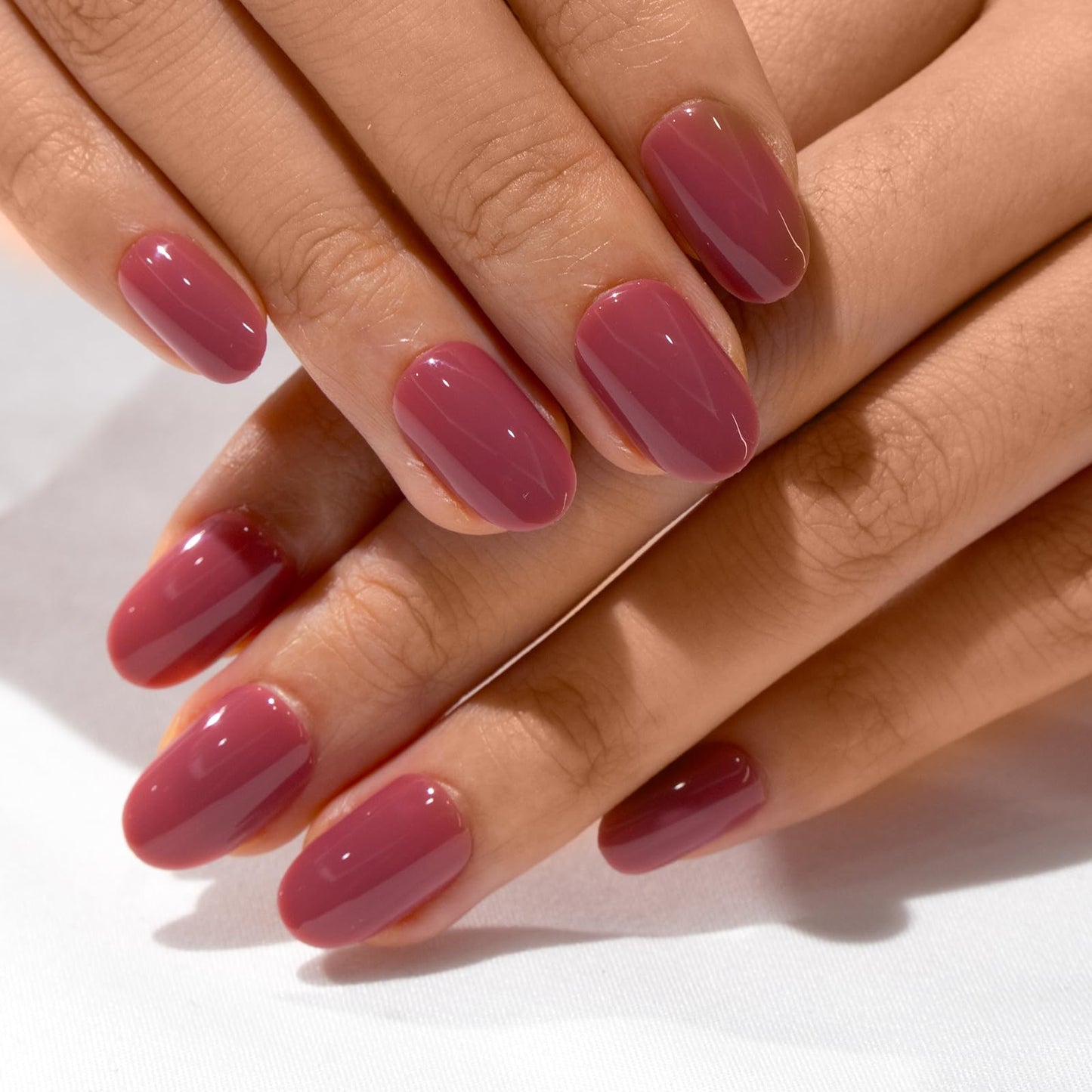 Curvlife Soft Gel Oval Press on Nails Short, Fake Nails with Red Purple rose Design Full Cover False Nails for Women Reusable Nail Kit