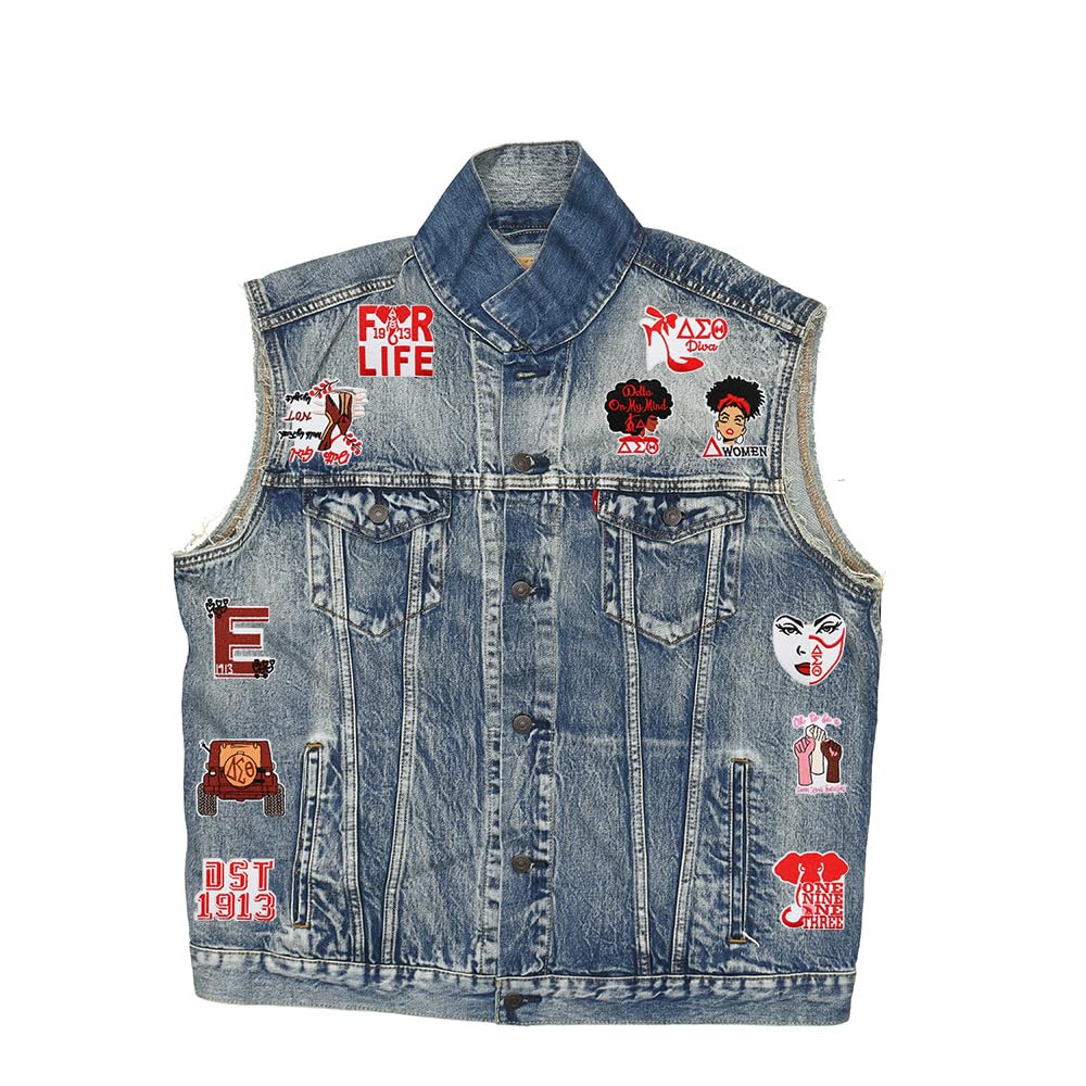24 PCS Black Girl Patches Compatible with Delta Sigma Theta Sorority Embroidered Iron on Sew on Applique Patches for Shirts Backpacks Pants Clothes Coat Bags Jackets Vests Uniforms