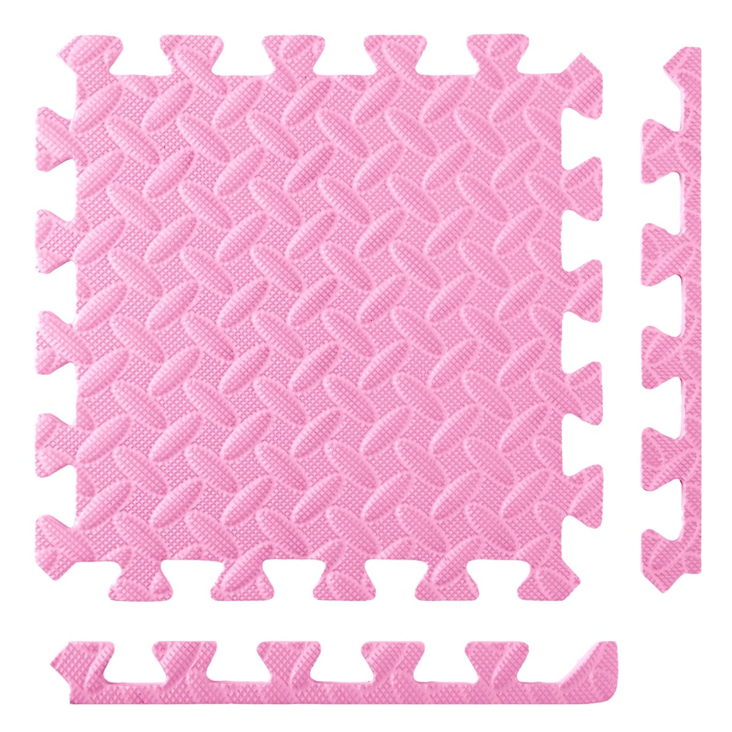 Shihanee Foam Floor Tiles Foam Floor Mats Play Mats Bulk with Borders Interlocking for Bedroom Gym Nursery(11.8 x 11.8 Inch,Light Pink)