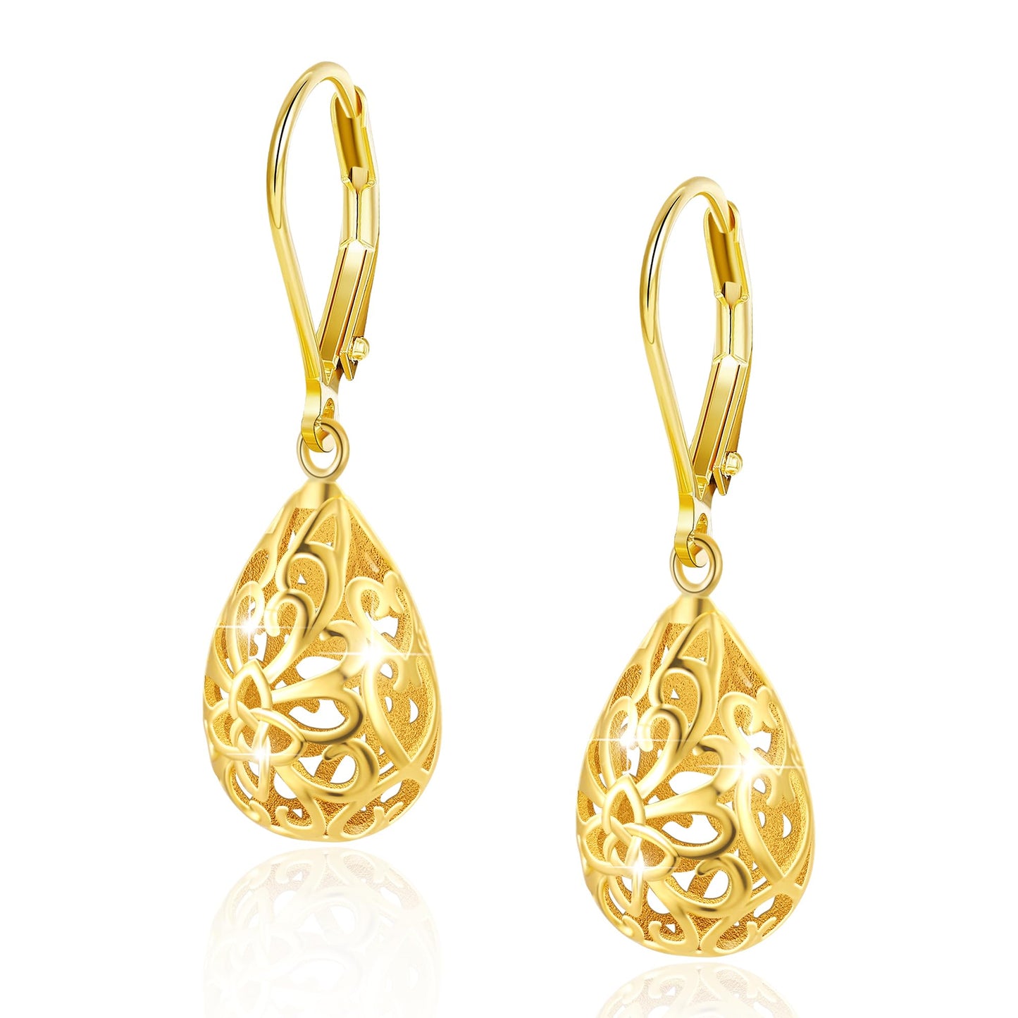 LANCHARMED Teardrop Dangle Earrings for Women.14K Gold Teardrop Waterdrop Leverback Dangle Earrings.Hypoallergenic Earring Jewelry