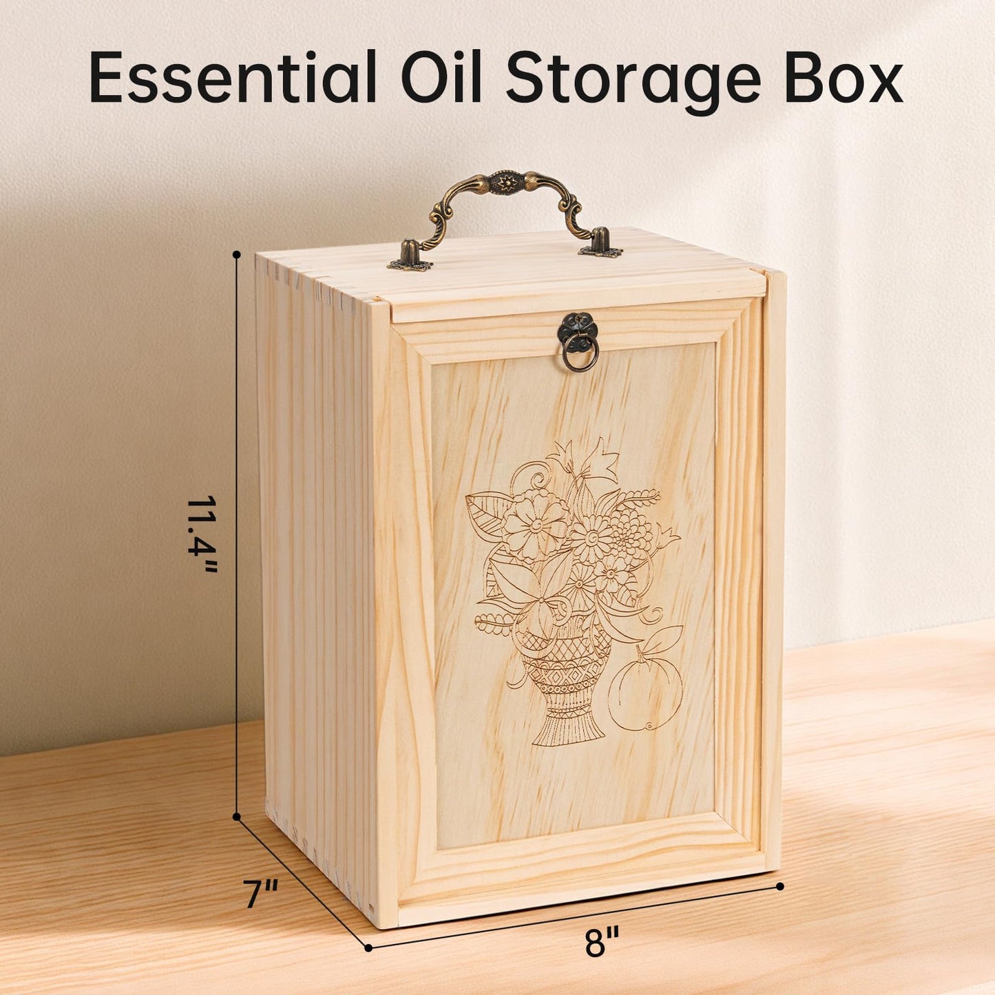 TORIBIO Essential Oil Storage Box for 60 Bottles, Wooden Essential Oils Holder Organizer Holds 5-30ml for Young Living & Doterra Bottles