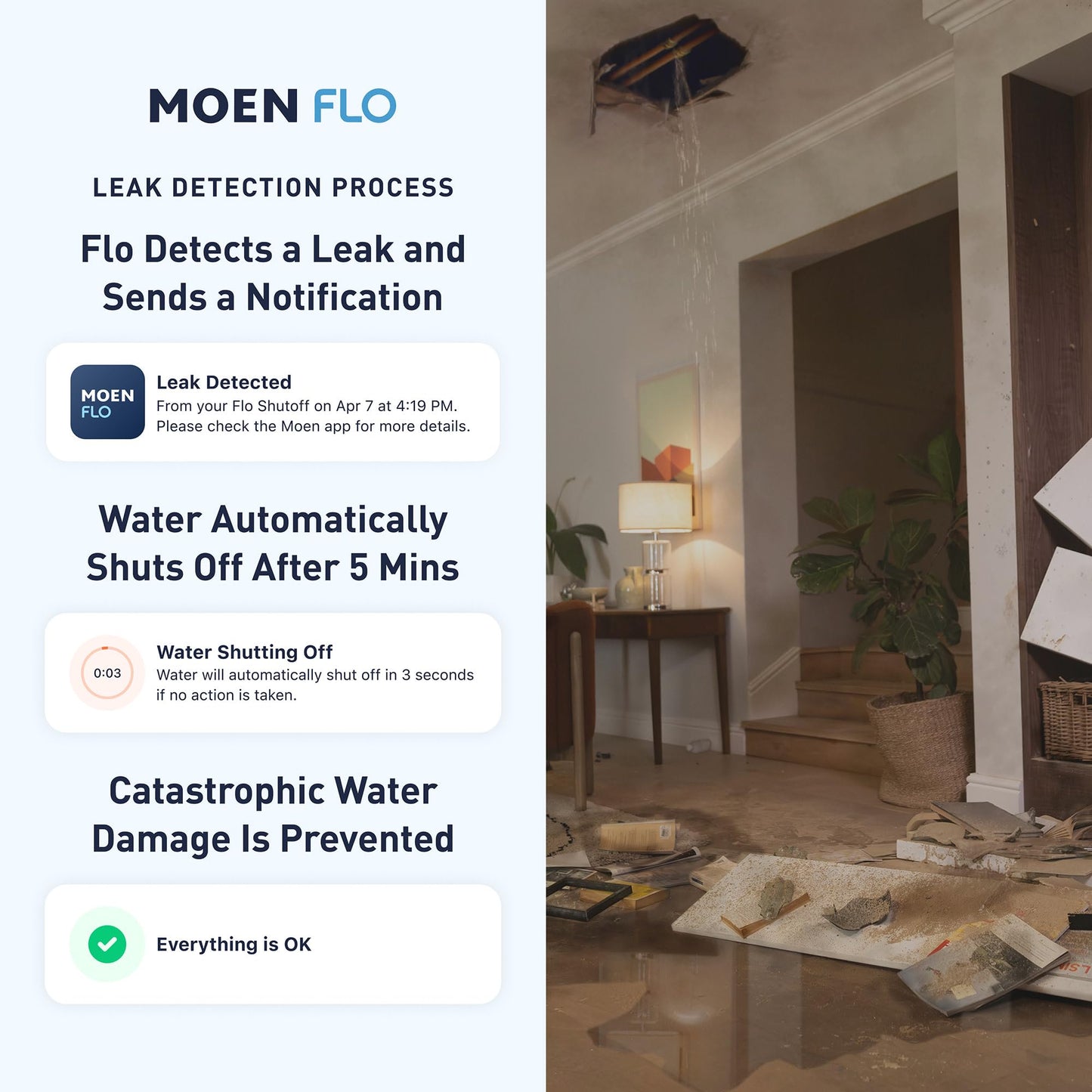 Flo by Moen 1-1/4-Inch Smart Water Shutoff with Smart Water Detector, 1-Pack