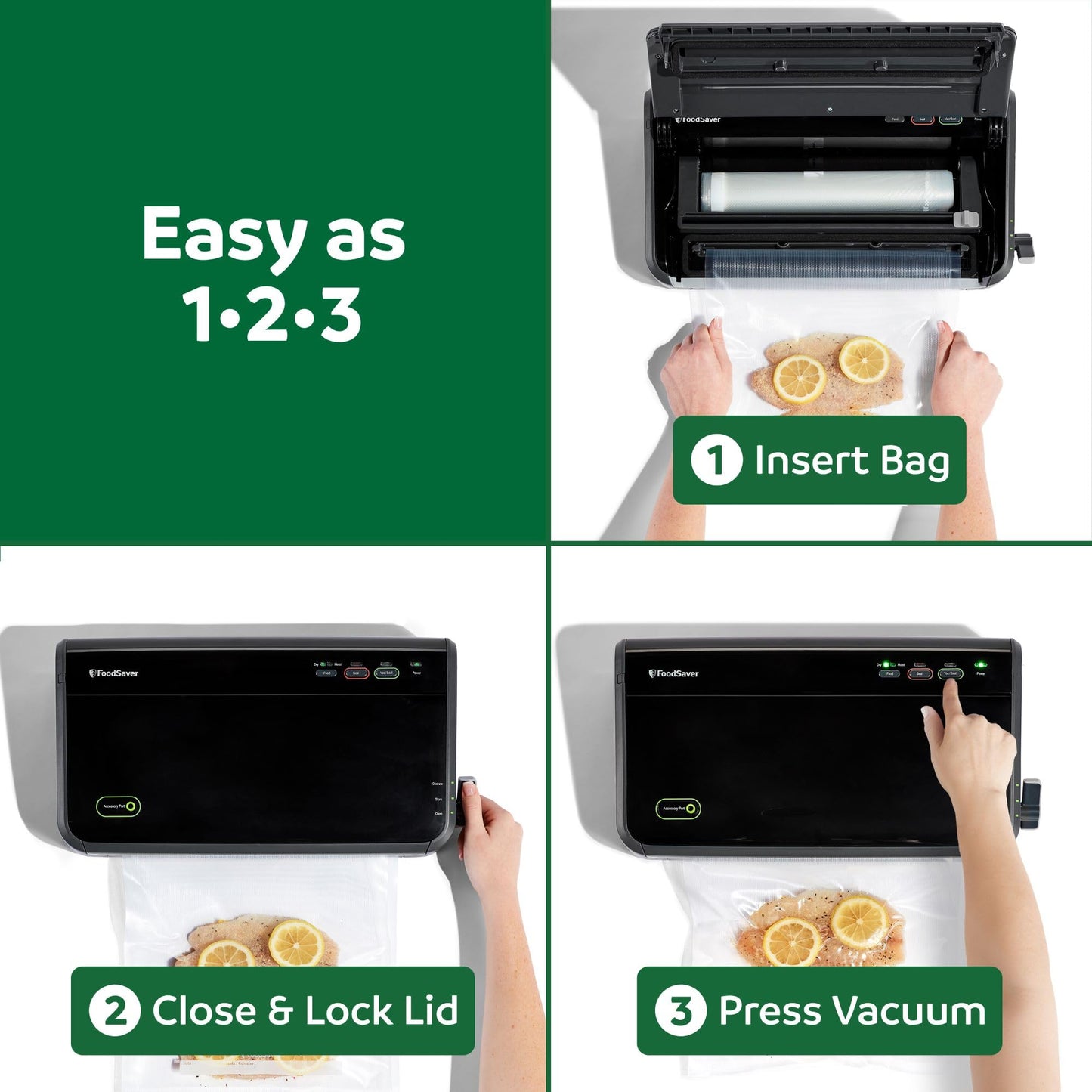FoodSaver Vacuum Sealer Machine, Automatic Bag Detection, Sous Vide Friendly, with sealer bags, roll, handheld vacuum sealer, black