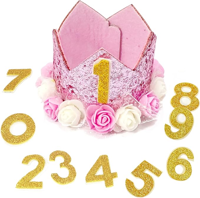 Rimobul Pet Birthday Party Crown with 0-9 Figures Charms (Blue)