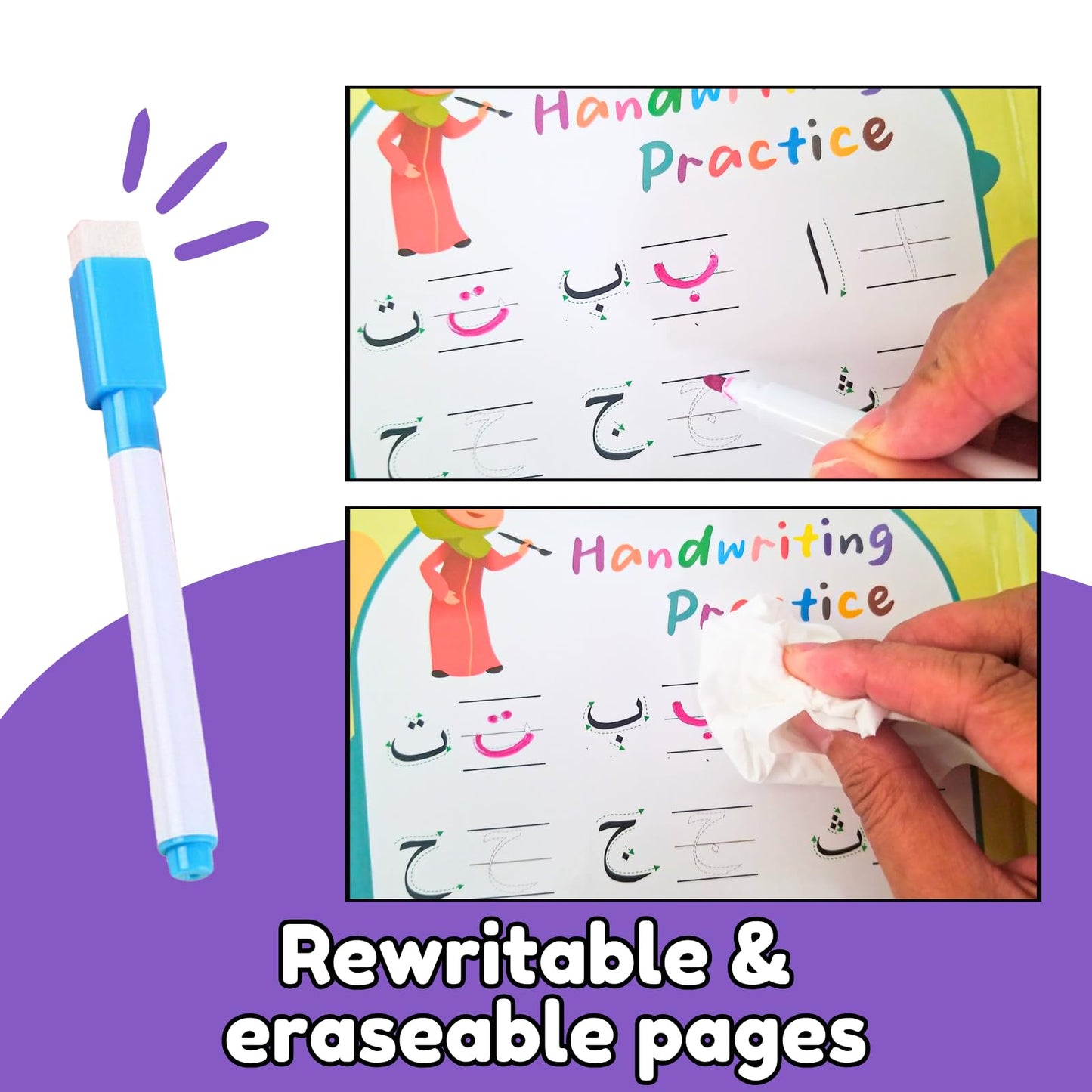 ZEENKIND English Arabic Learning Talking Books for Kids 2 3 4 5 6 Years Old, 180 Words Learn Arabic Interactive Audio Sound Book for Kid Toddler, Educational Electronic Bilingual Toys with Music