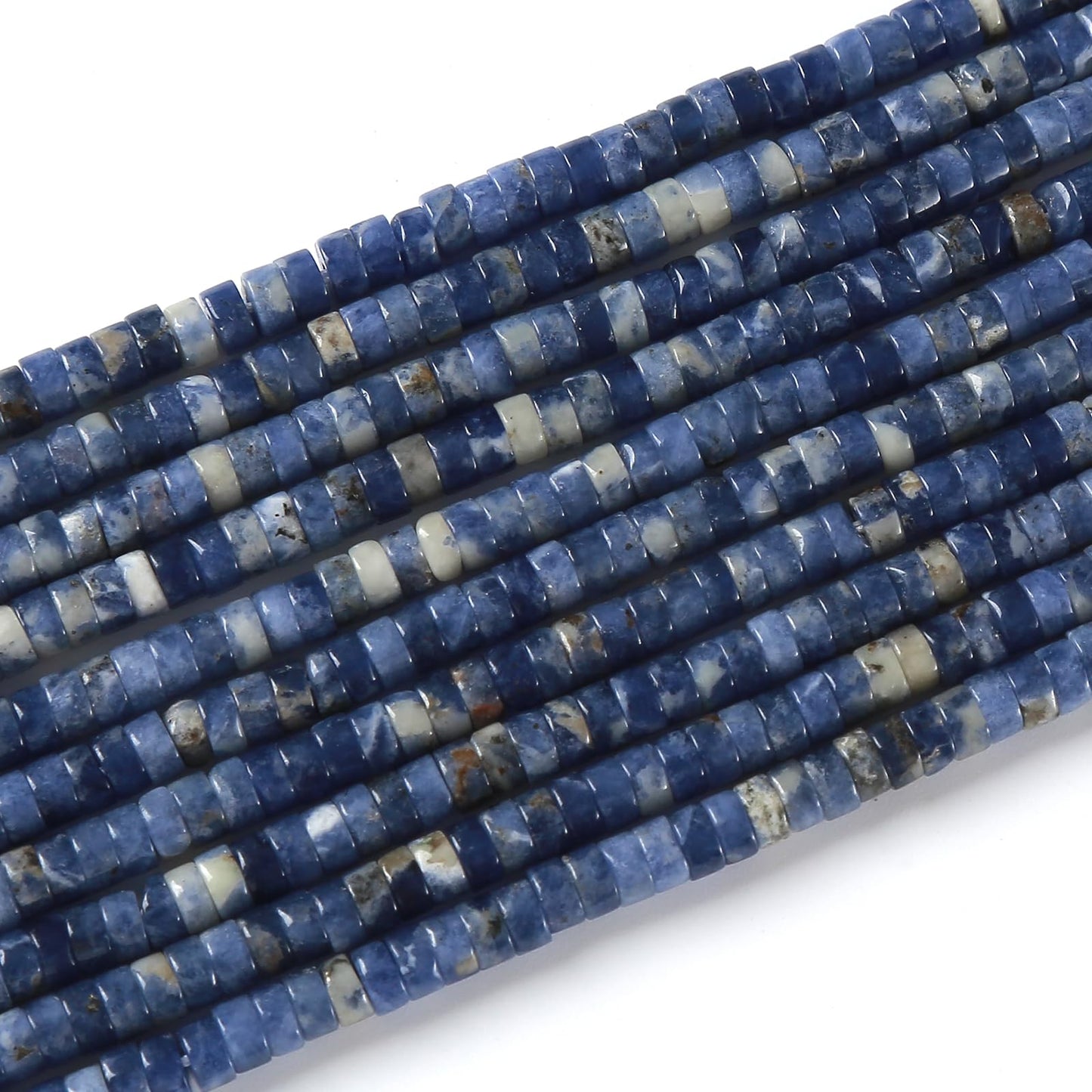 150pcs 2x4mm Natural Blue Sodalite Stone Tube Shape Beads Loose Flat Round Cylinder Flat Spacer Green Stone Beads for Bracelet Earrings Jewelry Making