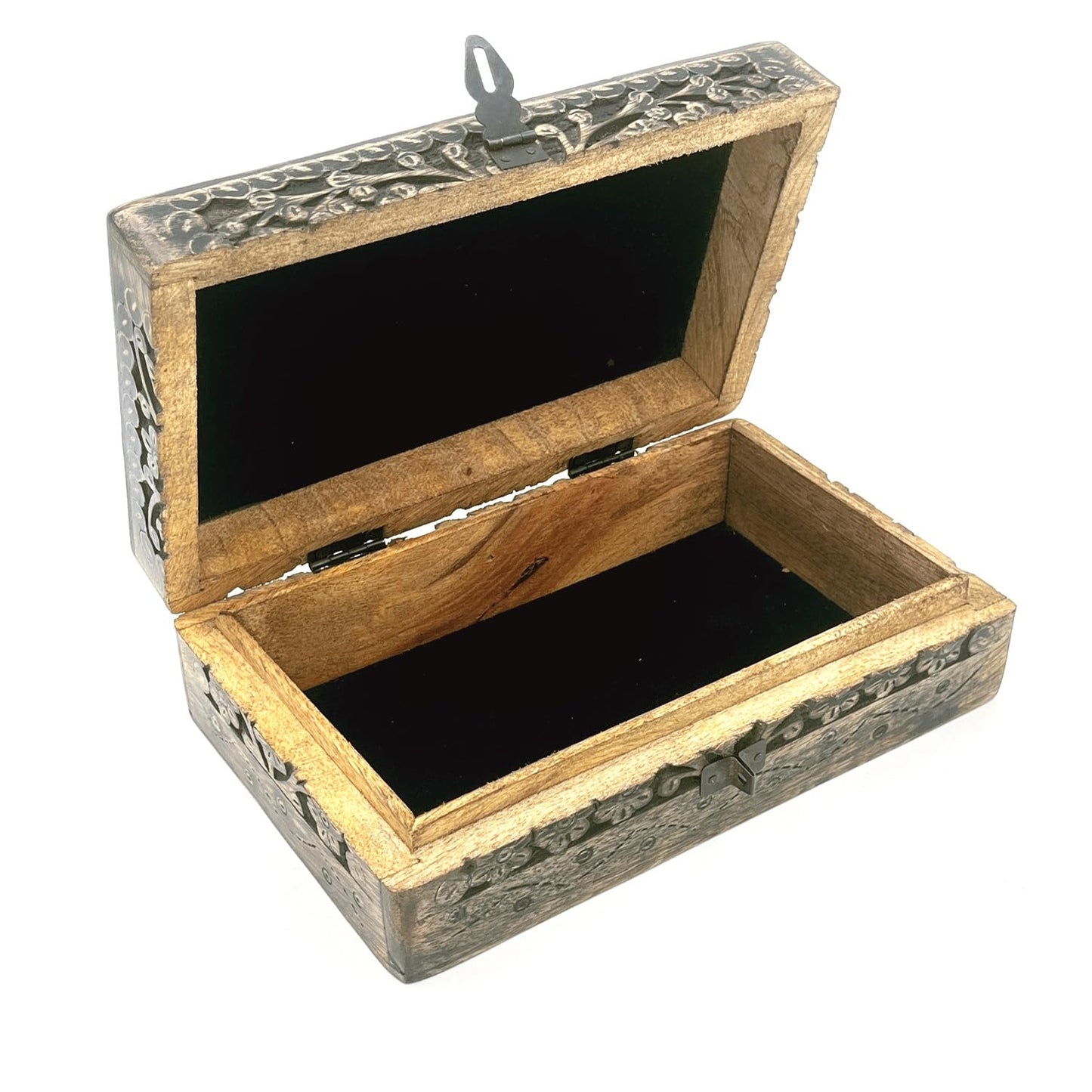 ZYNTIX Wooden Jewelery Box Decorative Box with Life of Tree Carving - Antique Design for Sister Birthday Gifts, Jewelry Organizer Gifts For Women Birthday Unique, wooden Handmade love Gift (Black)
