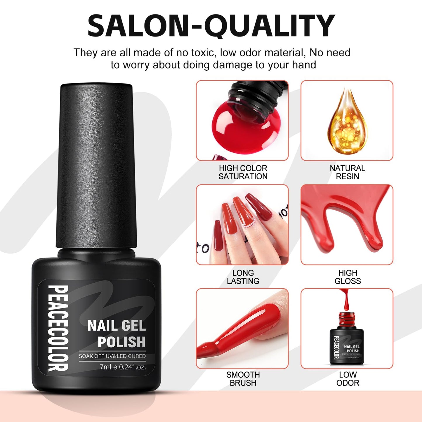 Peacecolor 65PCs Gel Nail Polish Kit with U V Light and Drill, 35 Colors Gel Nail Kit 5PCs Matte/Glossy/Glitter Top Base Coat Nail Rhinestones Manicure Tools Starter Kit Gifts for Women DIY