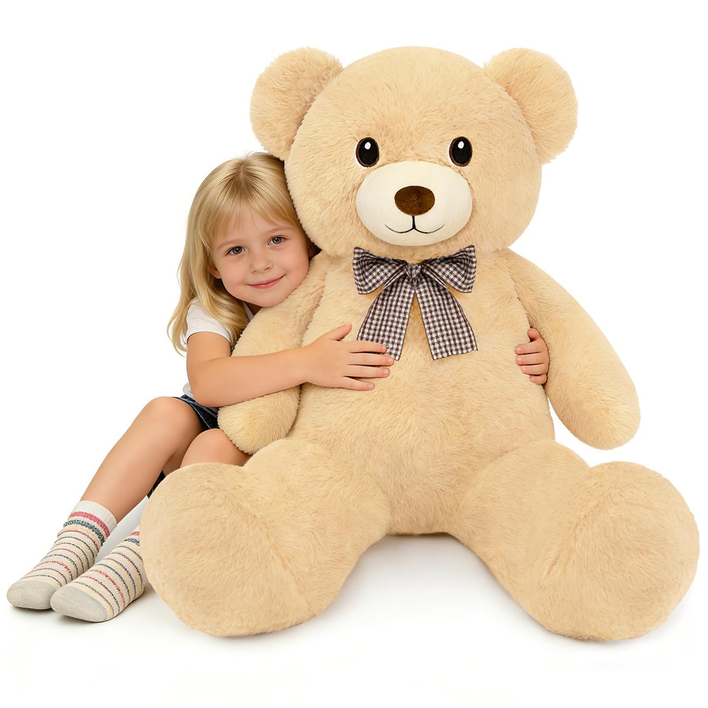 SQEQE Giant Teddy Bear Stuffed Animals 39 in, Large Teddy Bear Plush for Kids Adults, Cute Huge Plushies for Birthday Valentine's Gift