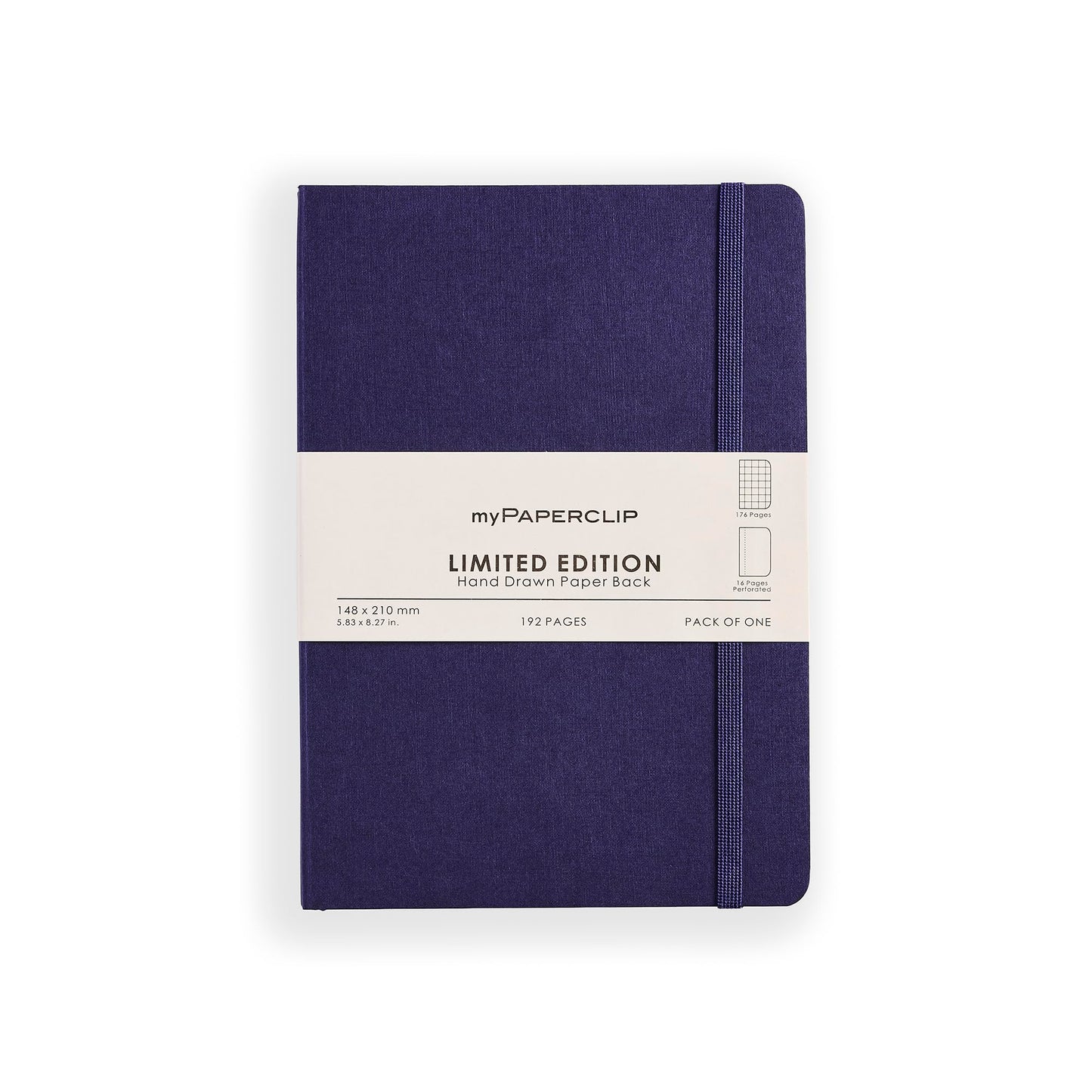 myPAPERCLIP Limited Edition A5 Checks/Square Grid Notebook | 192 Pages, 100 GSM, Soft Cover, A5 (5.83 × 8.27 in) | Flat Lay | Bookmark & Elastic Closure | Aubergine