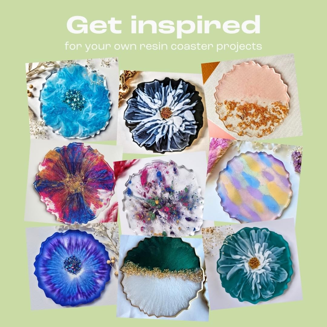 Mouldd Resin at Home Coaster Kit for Adults. for Beginners, Makes 10 Drinks Coasters. Craft Kit for Adults. Includes Resin, Tools, Colours, Gloves and How-to-Guide (Clear - Jagged)