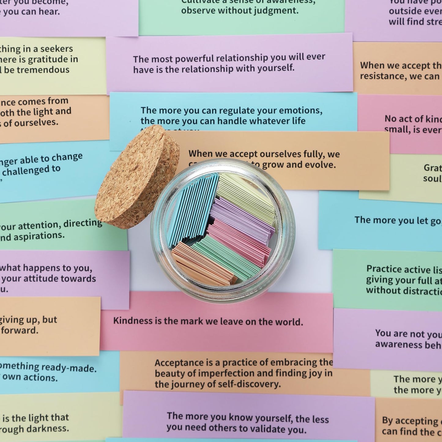 NStuiv Mindfulness Jar Motivational and Inspirational Cards with 90 Daily Affirmations Anxiety Relief Relaxation Self Care Easter Gifts for Men Women Office Desk Accessories for Work