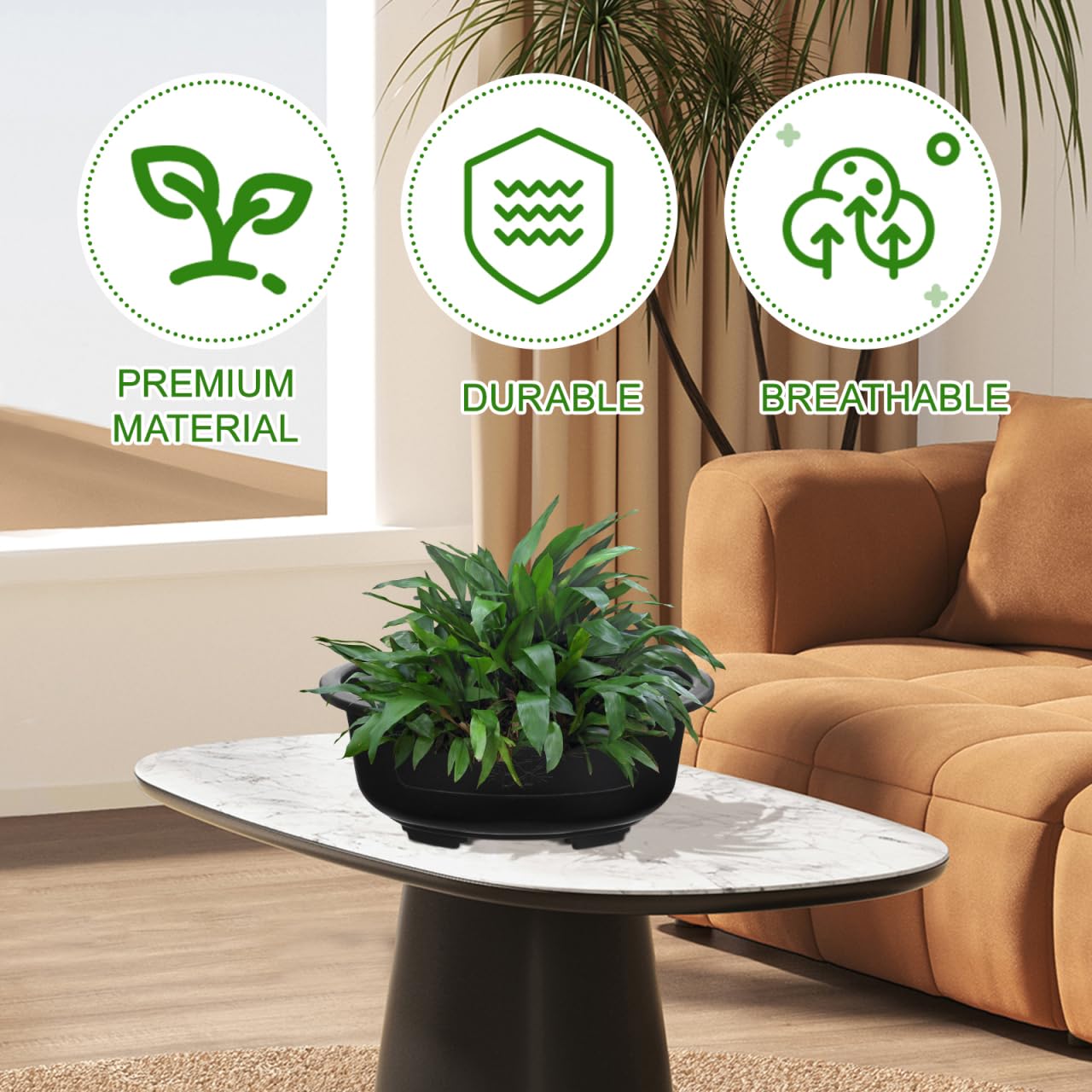 DOITOOL 2 Pcs Large Bonsai Pots 15 Inch Plastic Oval Training Planter with Drainage Holes Deep Tree Bowl for Succulent Nursery