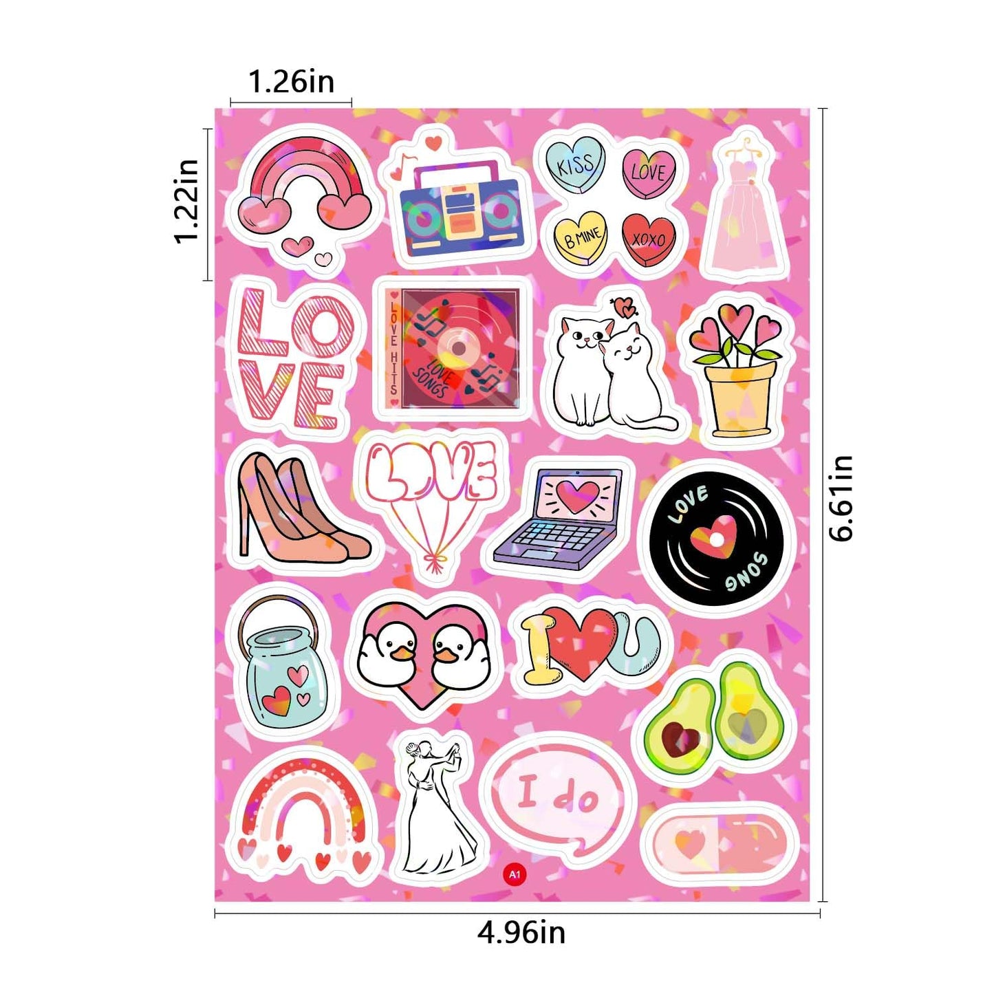 PartyGarden Wedding Love Stickers - 8 Sheets 160 Pcs for Kids Valentine's Day Anniversaries Bridal Shower Classroom Gift Exchange Scrapbook Bottle