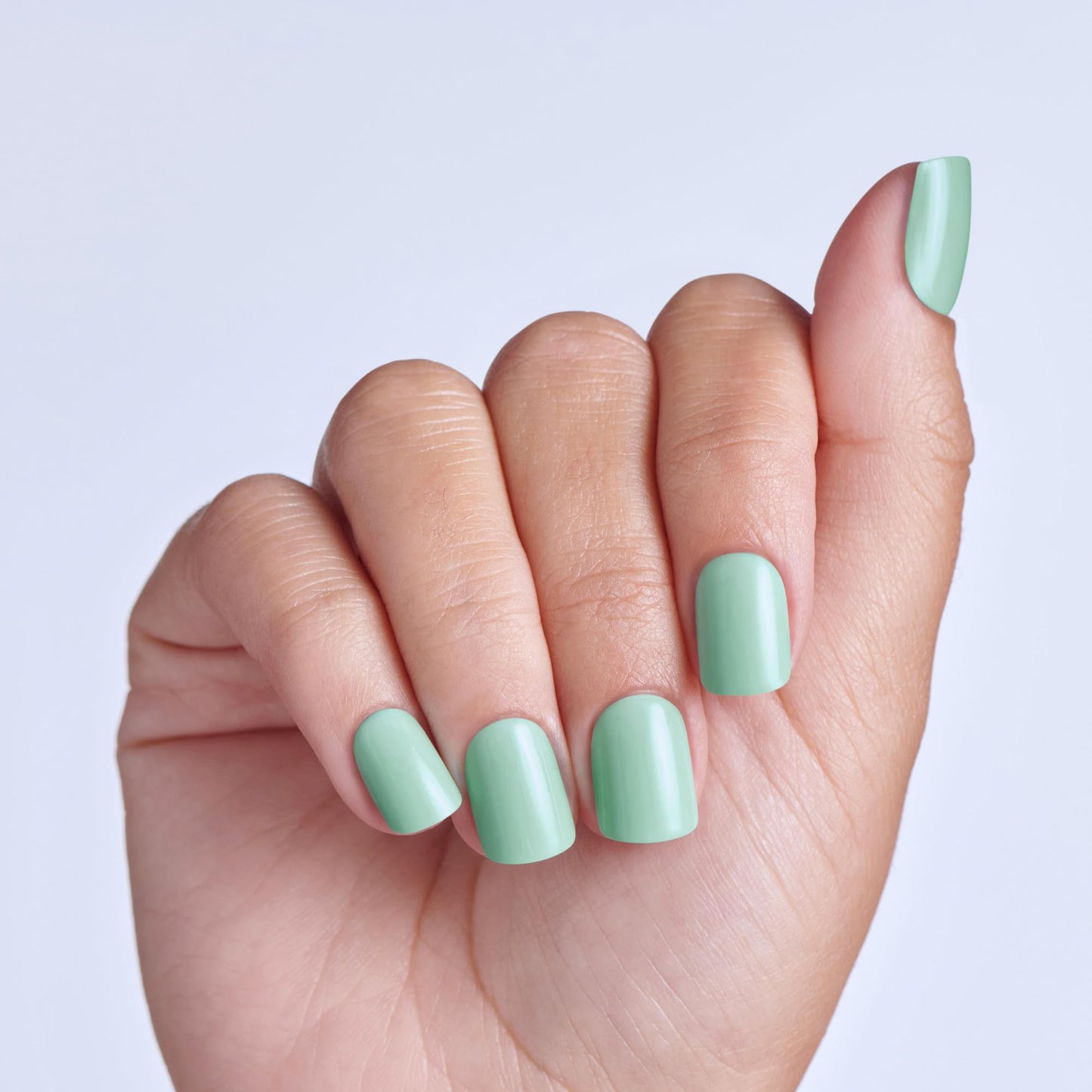 Kiss Impress No Glue Mani Press On Nails, Color, 'Get Closer', Green, Short Size, Squoval Shape, Includes 30 Nails, Prep Pad, Instructions Sheet, 1 Manicure Stick, 1 Mini File
