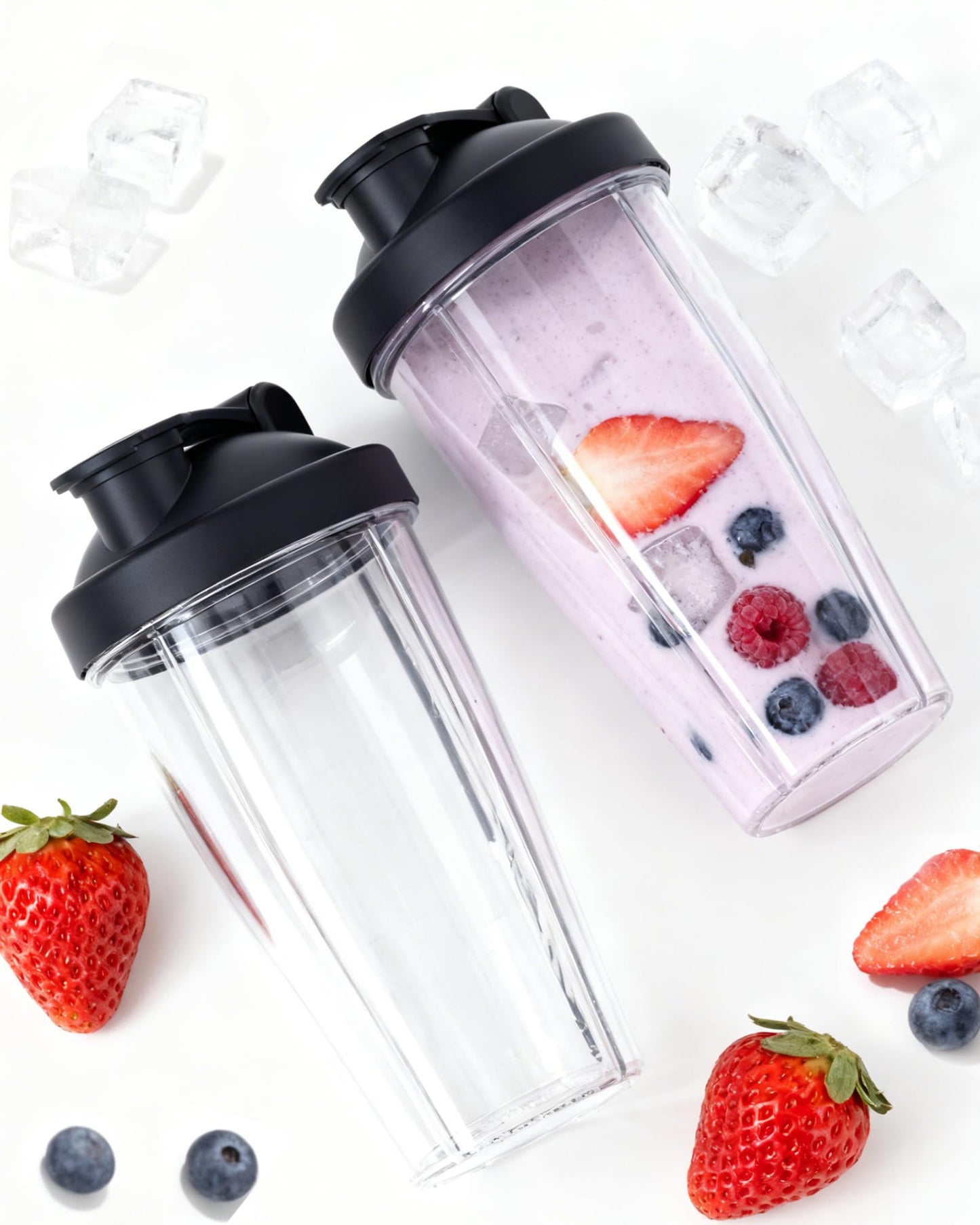 ICUCINA - 28 Oz Blender Cup Replacement with To-Go Lids, Cups for Protein Shakes, BPA Free Smoothie Cups (Pack of 2)