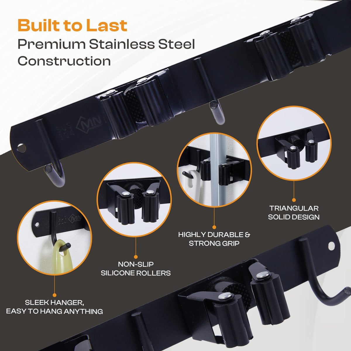 Stainless Steel Broom Holder Wall Mount