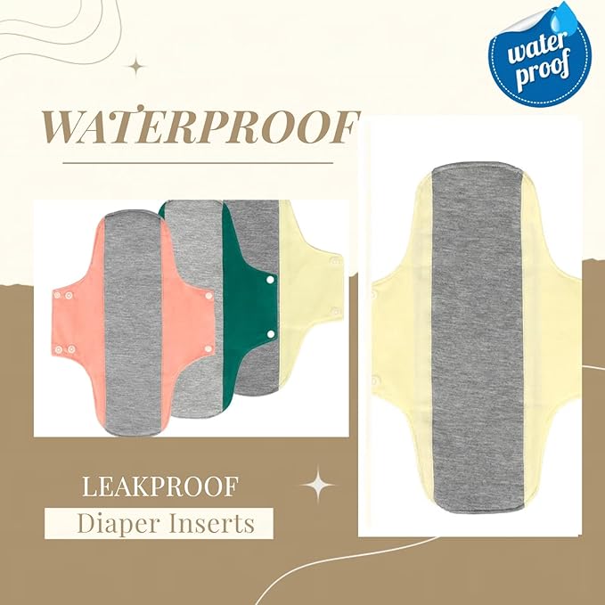 WEEOATAR Reusable Menstrual Pads,Graphene Incontinence Pads,Panty Liners Period Pads,Light Incontinence Pads,Washable Sanitary Pads,Pack of 3 with 1 Cloth Mini Wet Bag (Yellow,Pink&Green,M)