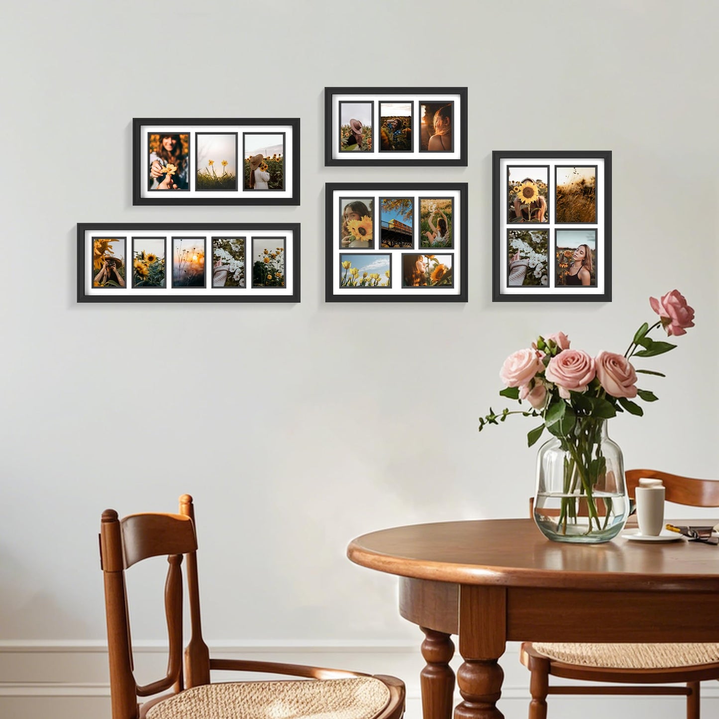 iRahmen 4x6 Collage Picture Frame with Tempered Glass - Display Five 4 x 6 Photos, Wood Frames Home Decor Wall Mount, Black