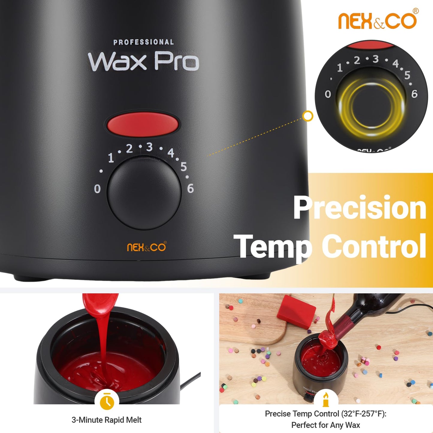 NEX&CO Electric Wax Seal Warmer for Bottle Sealing Beads, Wax Melting Pot, Fast Heating, Temp Control, Bottle Sealer for DIY Whiskey Making, Alcohol Infusion, Home Wine Making & Beer Bottling