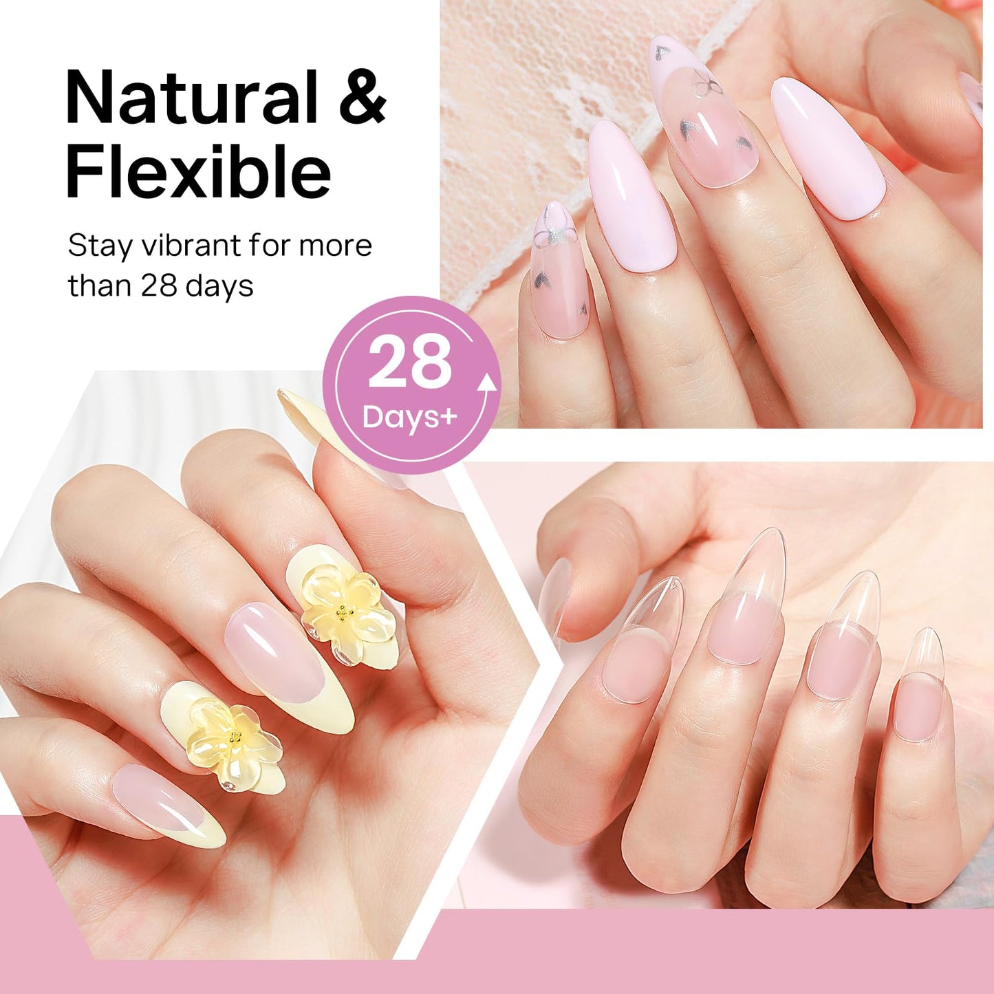 MIZHSE Gel Nail Kit Short Almond Gels Nail Tips, Solid Nails Glue Gel for Press On Nails with Portable U V Lamp 240Pcs 12 Sizes Half Matte Nail Tips Extension U V LED Gift for Women