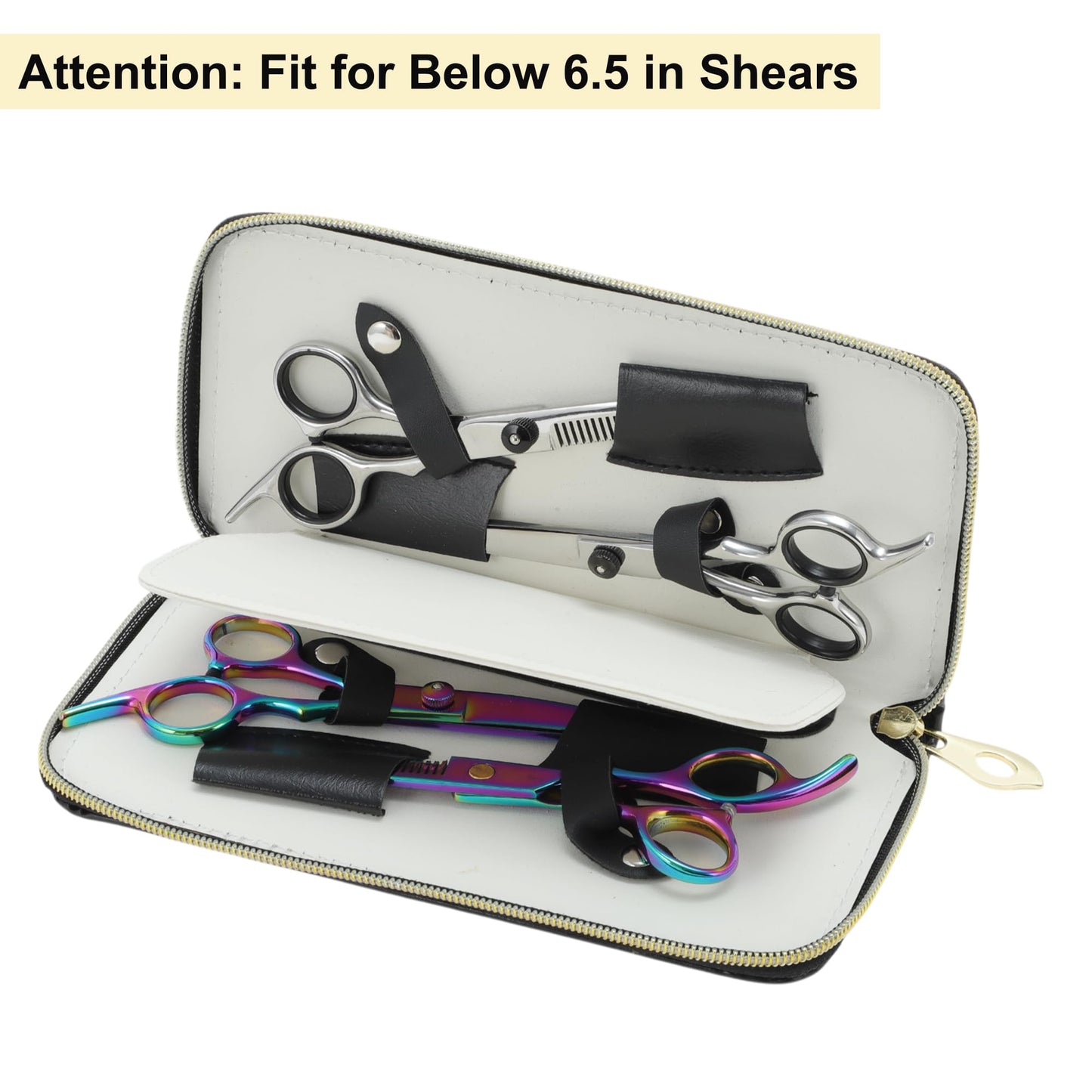 VOCOSTE Barber Scissors Pouch Bag, Fit for Below 6.5 in Shear, Hair Scissor Shears Cases for Hair Stylists, Can Hold 4 Scissor, Black