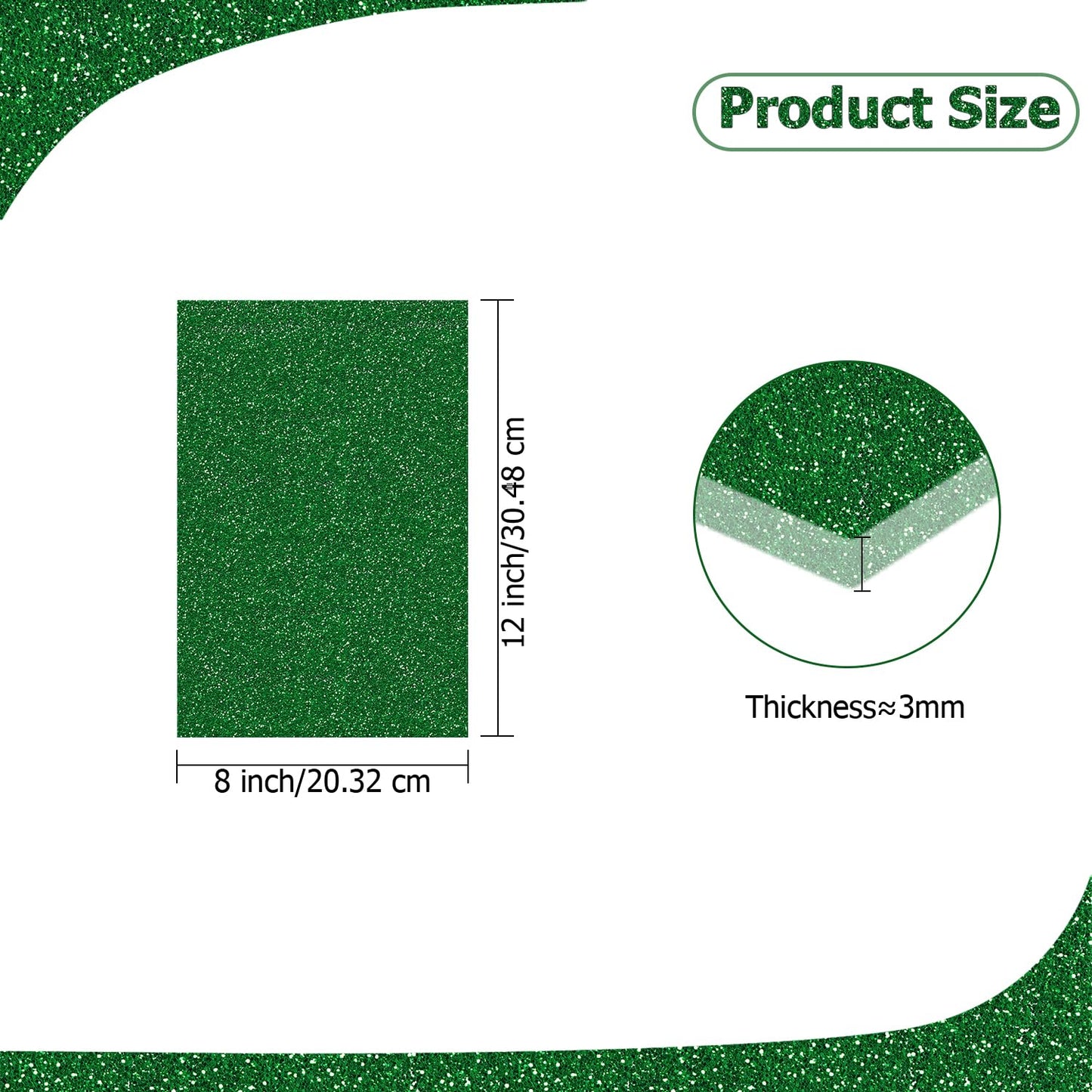 Eszeoee 2 Pack 8'' x 12'' Glitter Dark Green Acrylic Sheet, 3mm Thick Acrylic Plexiglass Boards for Laser Cutting and DIY Craft Projects