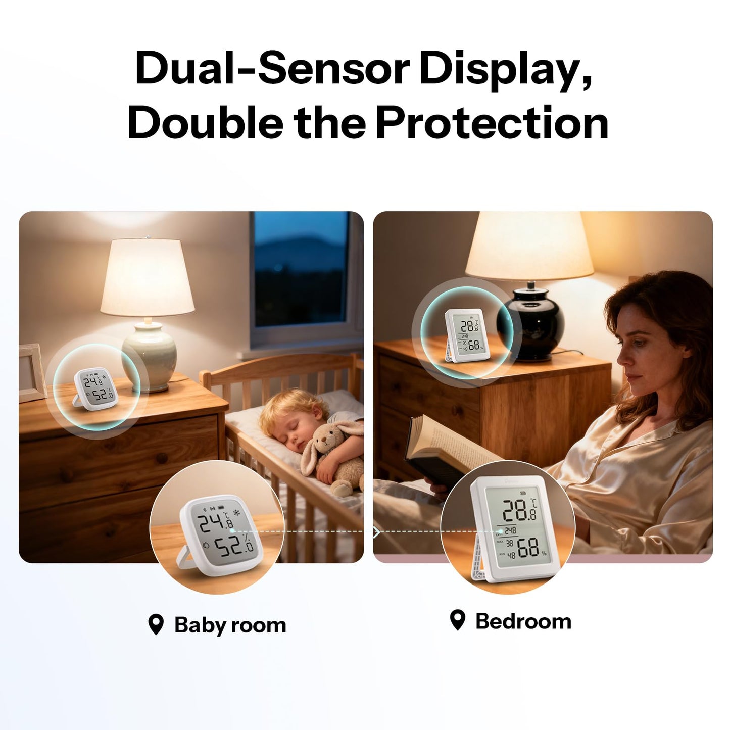 SONOFF AirGuard TH, Indoor Smart Zigbee Temperature and Humidity Sensor, 3.6'' LCD Display, App Monitoring with Charts, Notification Alerts, Data Export, Remote Data Display