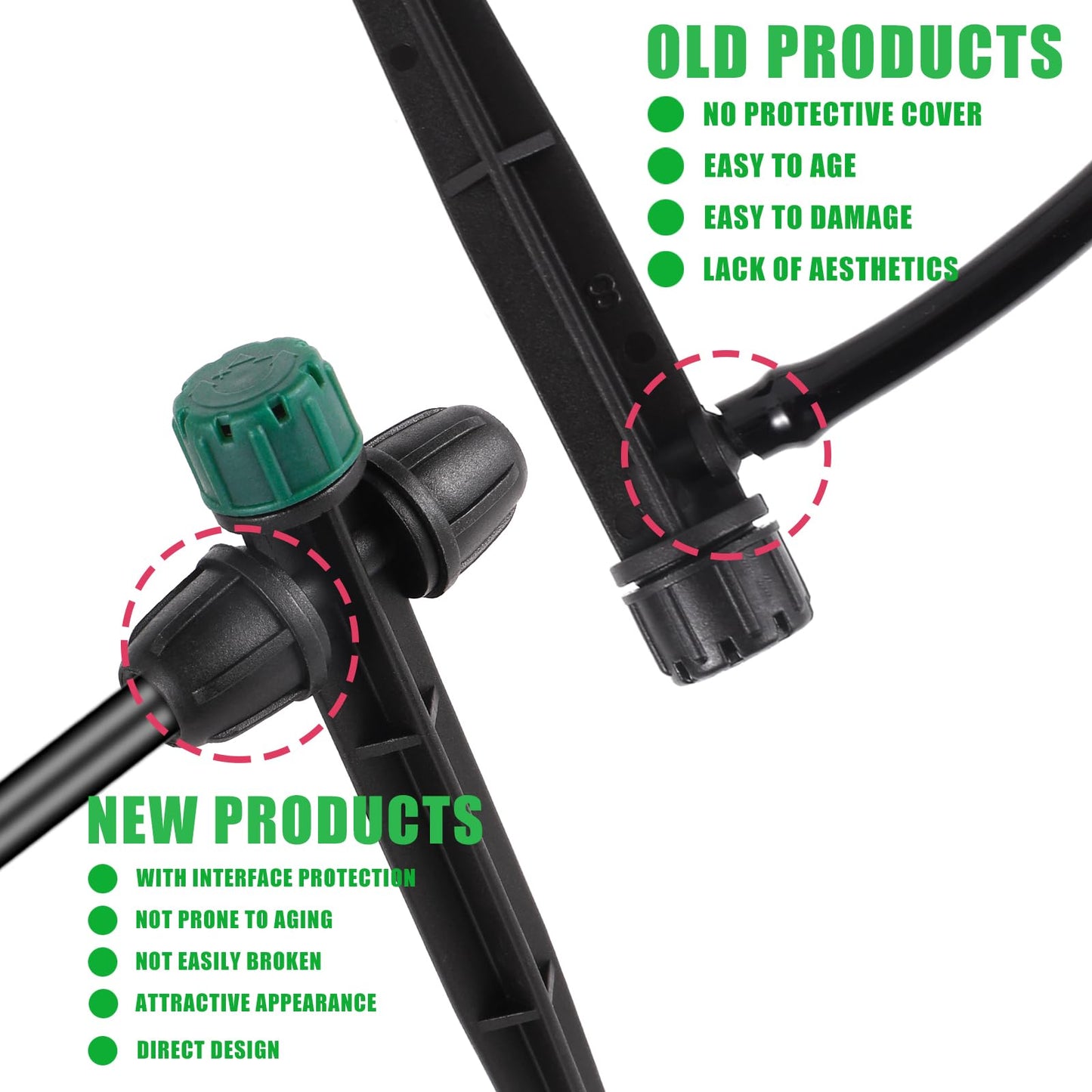 FOGWOWO Drip Irrigation Emitters for 1/4" Tubing,Adjustable 360 Degree Automatic Irrigation Dripper on 6.5" Arrow Stake for Garden Irrigation System(30Pcs Irrigation Drippers)